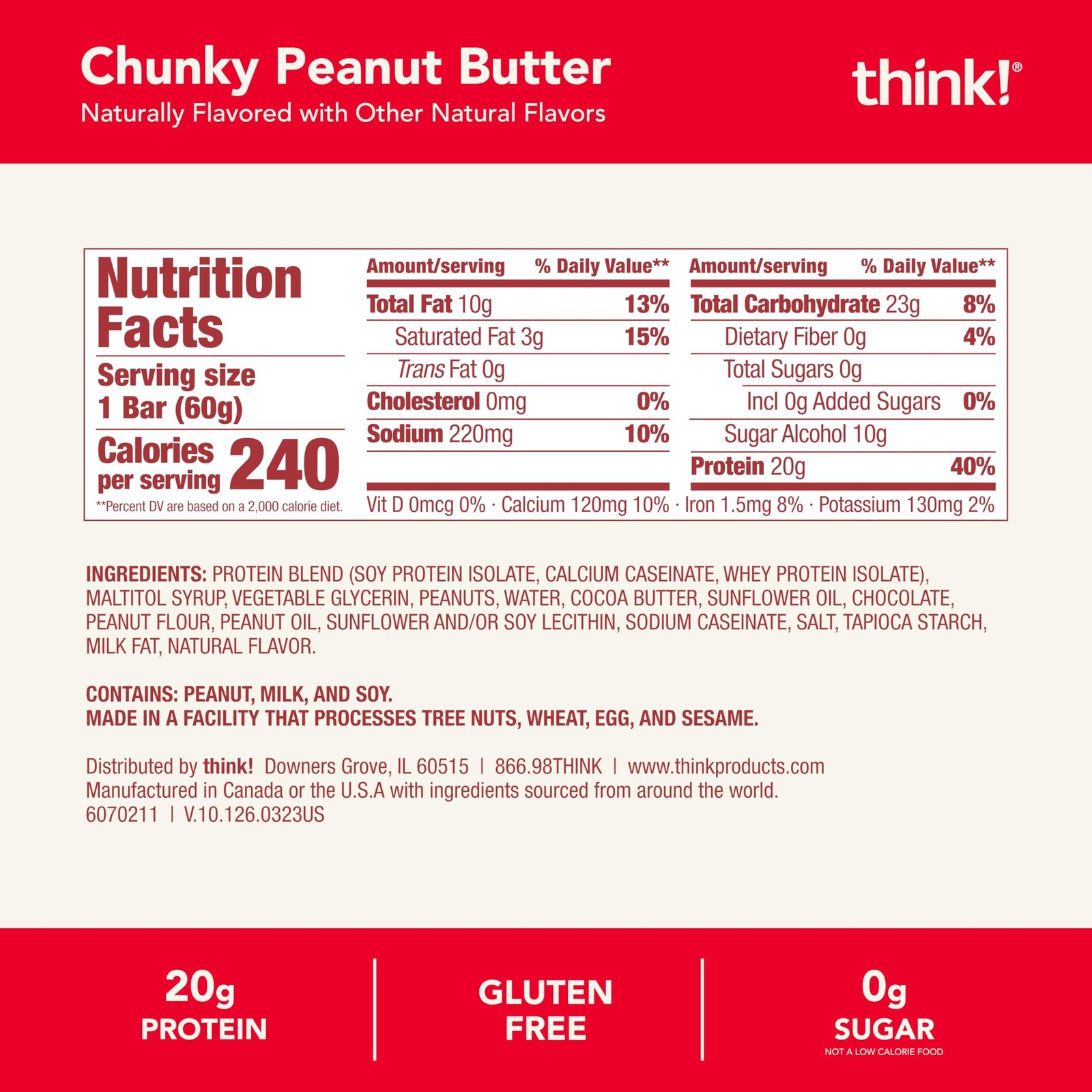 think! Protein Bars, High Protein Snacks, Gluten Free, Kosher Friendly, Chunk…
