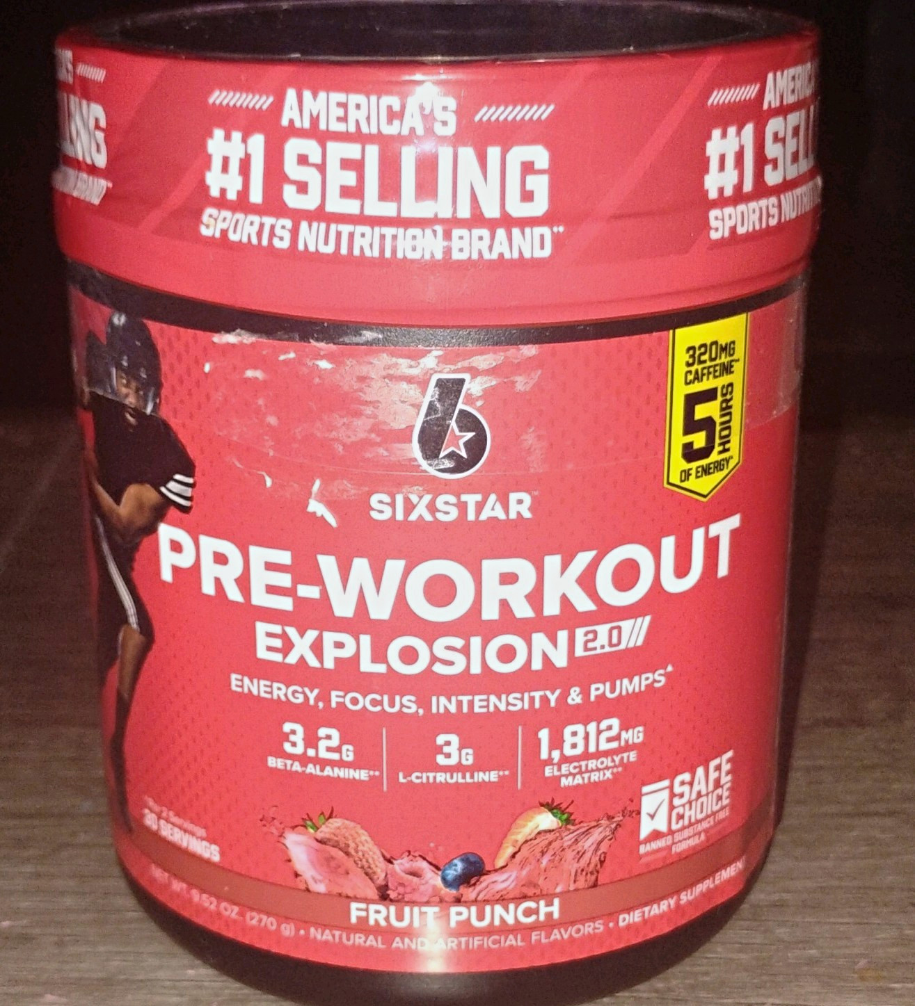 Six Star Pre-Workout Explosion 2.0 Powder Fruit Punch 30 Servings 9.52 oz