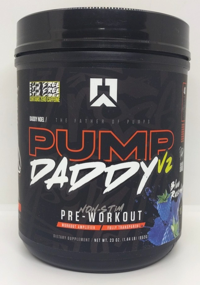 Ryse Up Pump Daddy V2 Non-Stim Pre-Workout 23 Oz 40 Servings Blue Raseberry