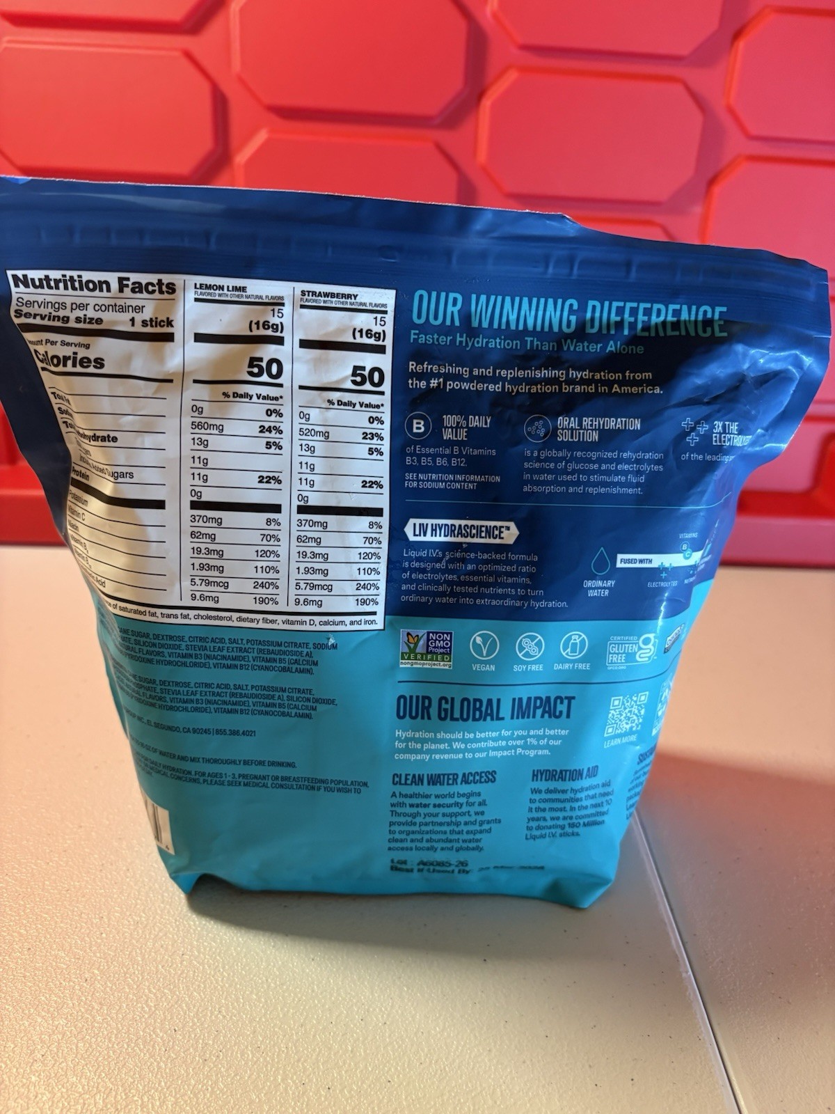 Liquid I.V. Hydration Multiplier 30 Sticks Lemon Lime & Strawberry (Exp: 2027+)