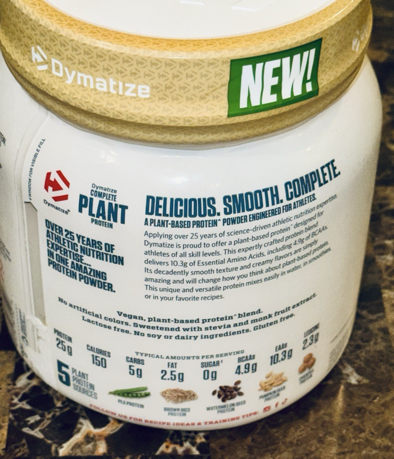 DYMATIZE Complete Plant Vanilla Protein Powder – 1.2 LB – NEW SEALED Exp 07/24