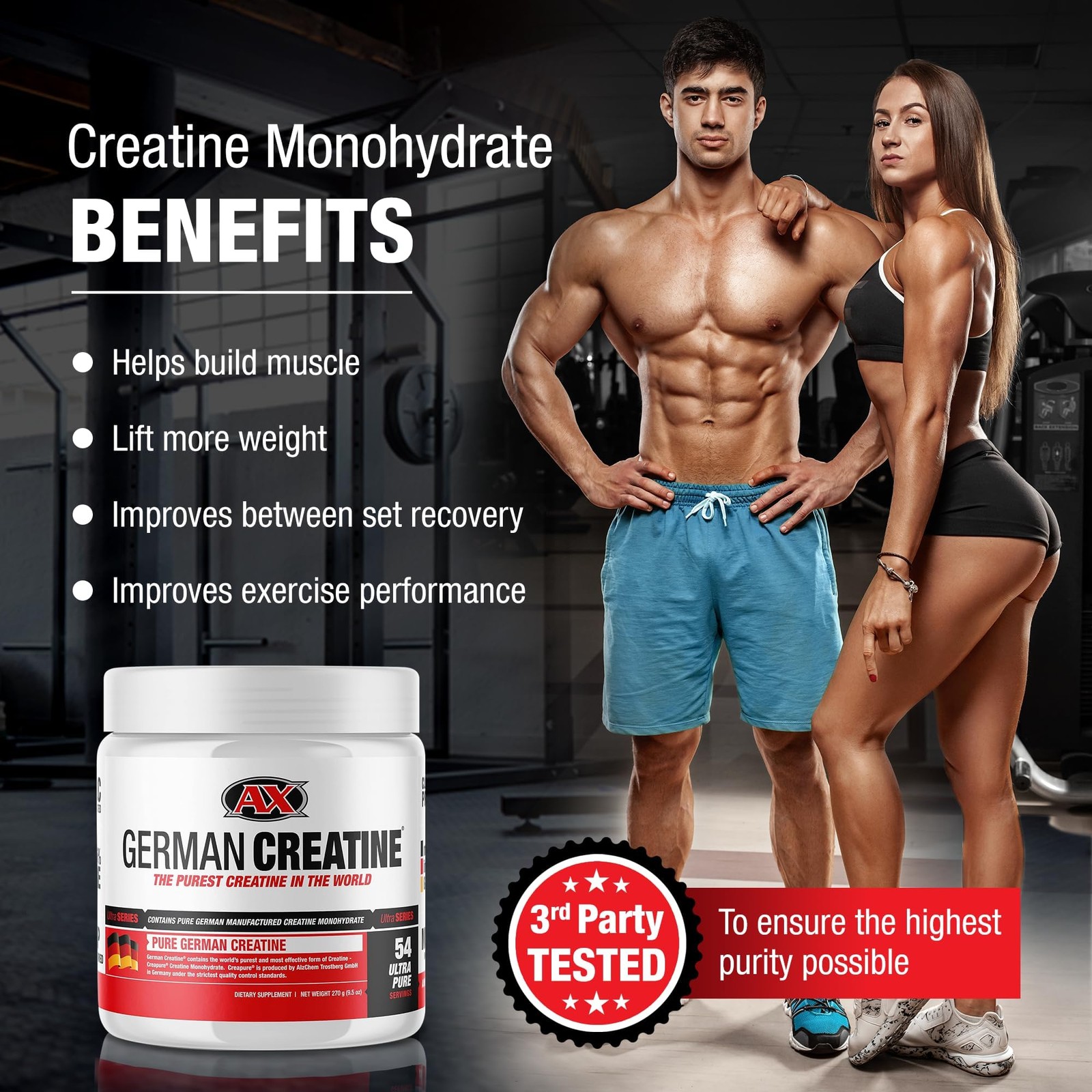 German Creatine – Micronized Creatine Monohydrate Powder, 99.99 Pure Creapure…
