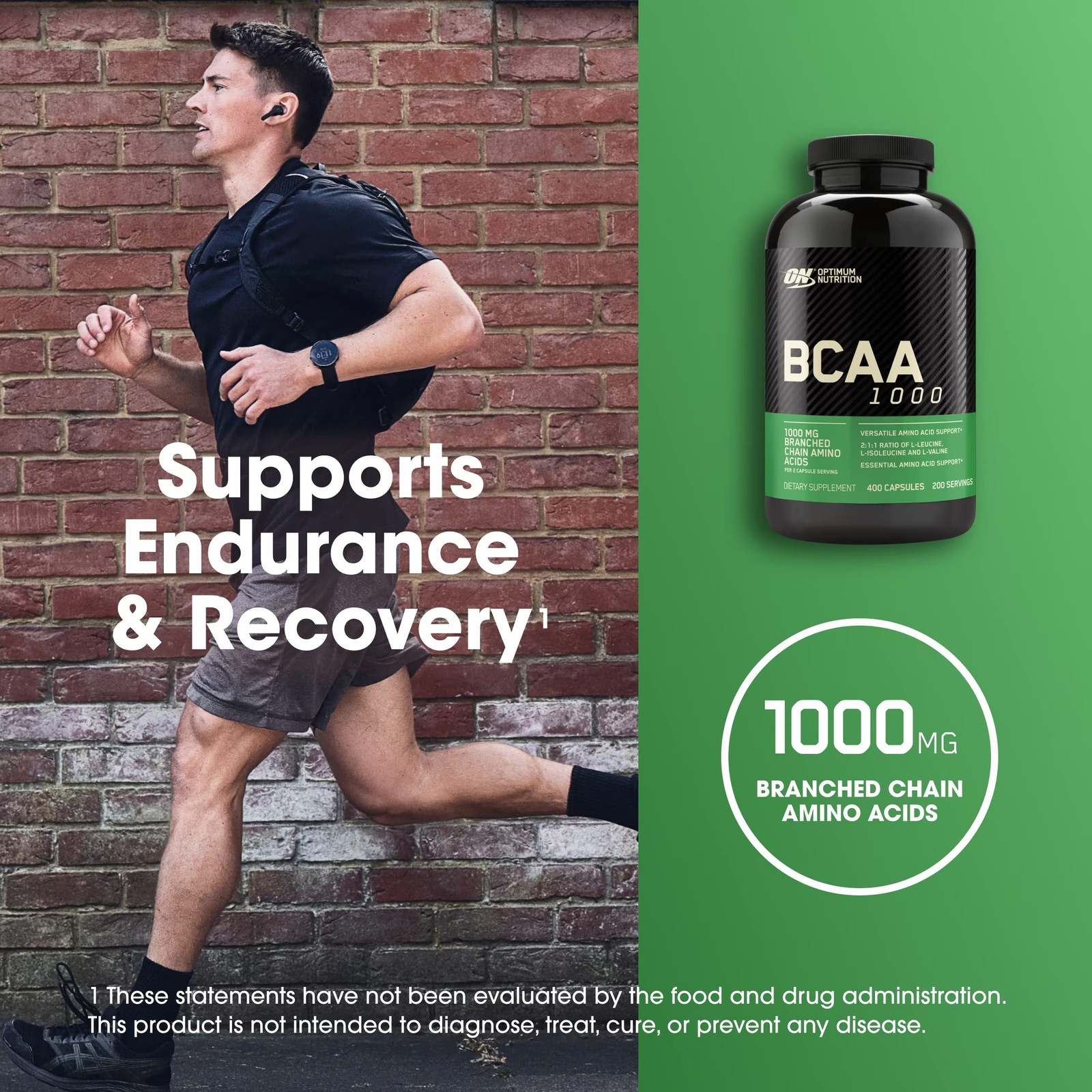 Instantized BCAA Capsules, 1000Mg, 400 Count, 200 Servings