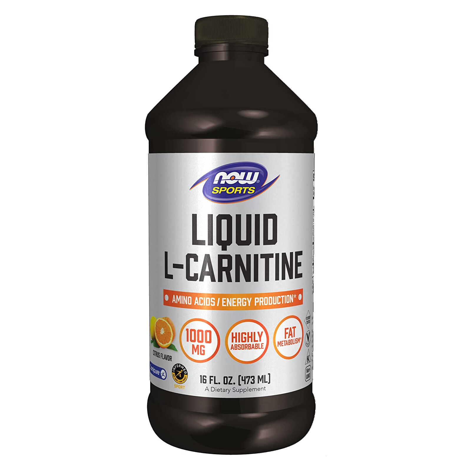 NOW FOODS L-Carnitine Liquid 1000 mg Citrus 16 fl oz