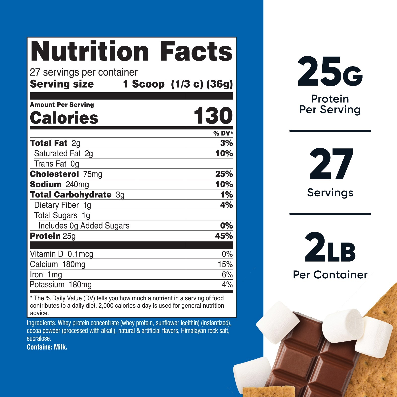 Nutricost Whey Protein Concentrate Powder (S’mores) 2LBS – 25g of Protein