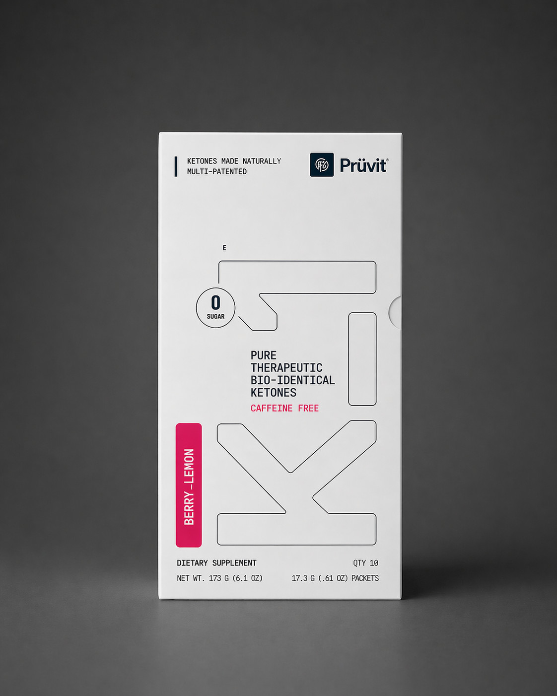 Pruvit K1 BERRY LEMON Caffeine Free 10 Pack NEW Exogenous Ketones Drink