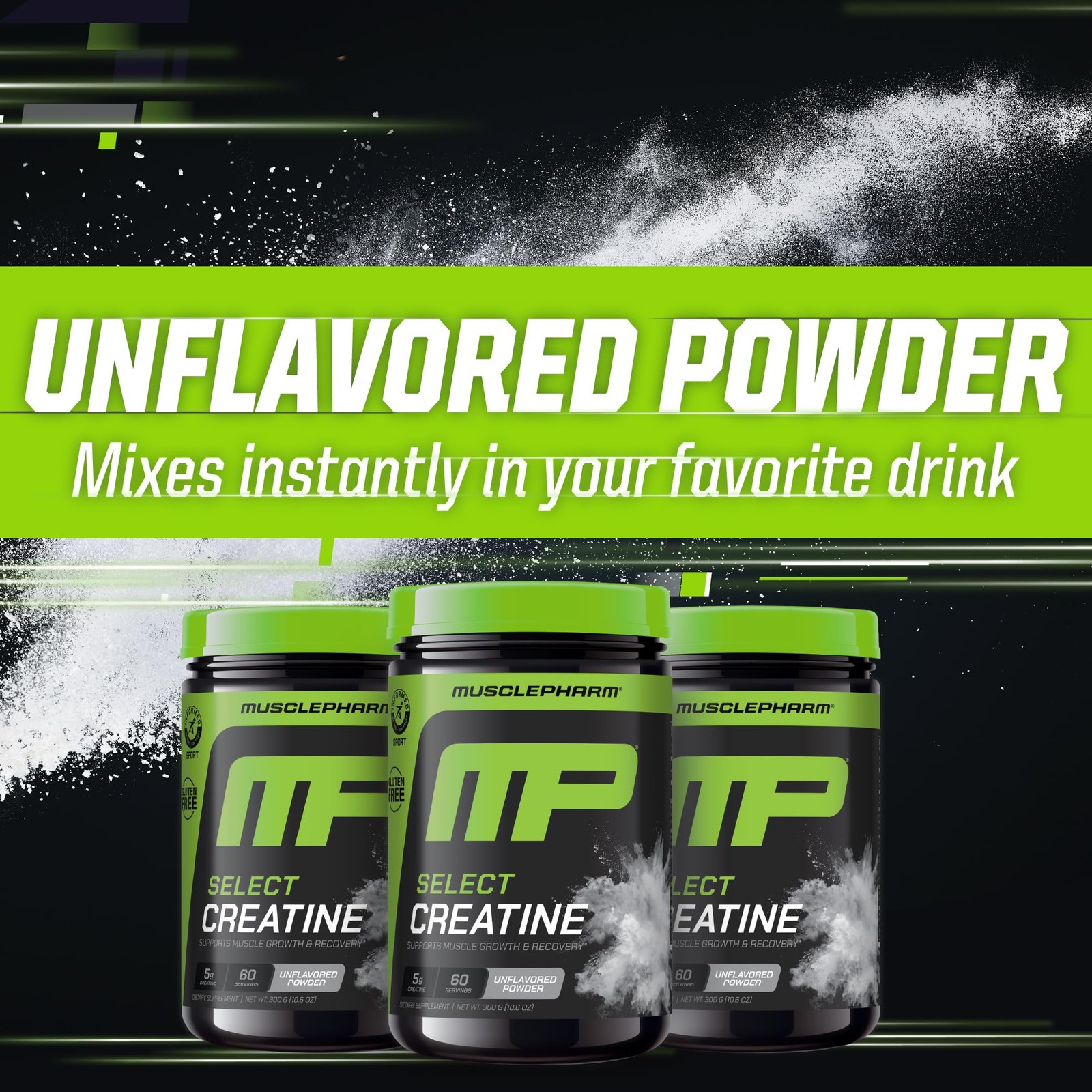 MusclePharm Creatine Monohydrate Powder Unflavored – 60 Servings