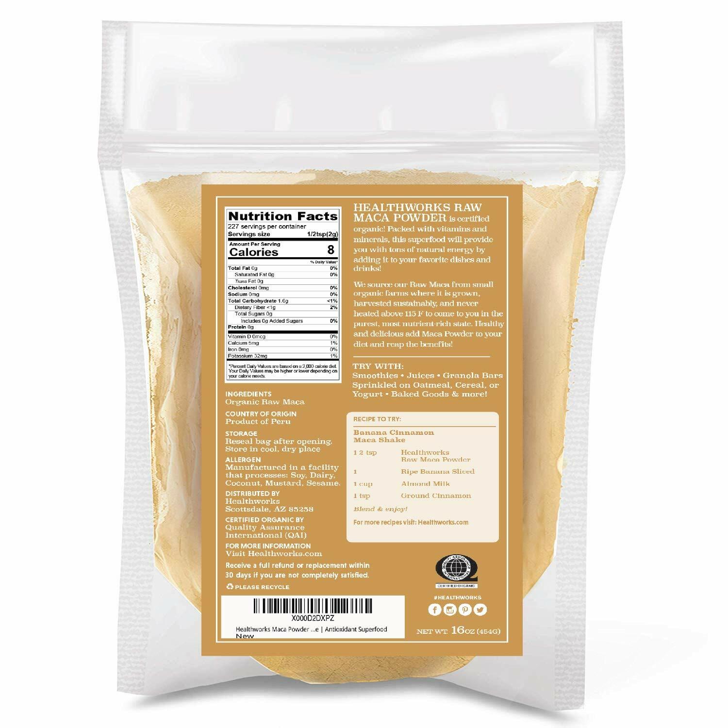 1lb Maca Root Powder Organic Raw Peruvian Premium Ground Energy Booster 16oz