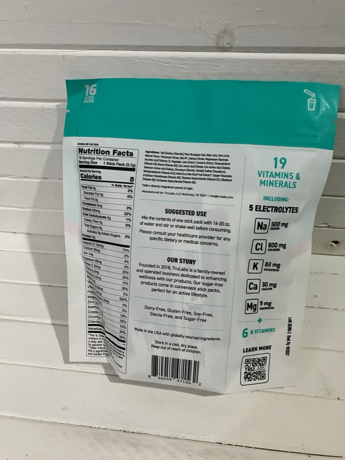 TruLabs Hydrate Peach Mango Sugar Free Electrolyte Drink Mix Packets 16 Count