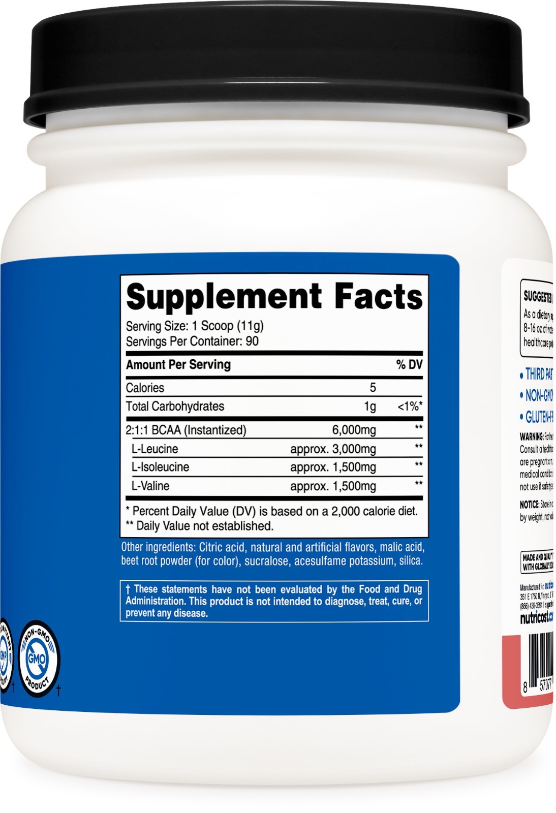Nutricost BCAA 2:1:1 Powder (Raspberry Lemonade) 90 Servings