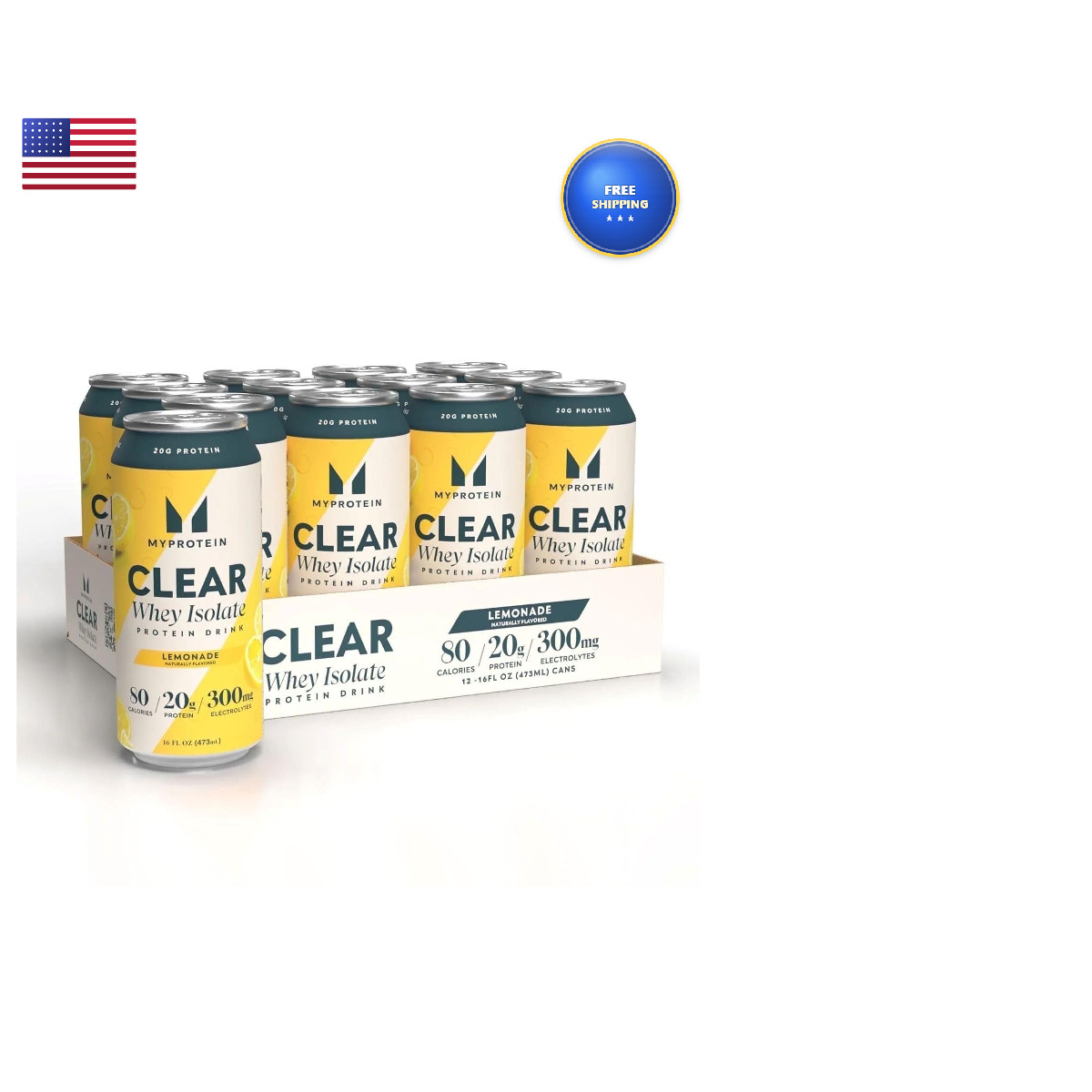 Myprotein Clear Whey Isolate Ready-To-Drink Protein Lemonade 16 Fl Oz Pack Of