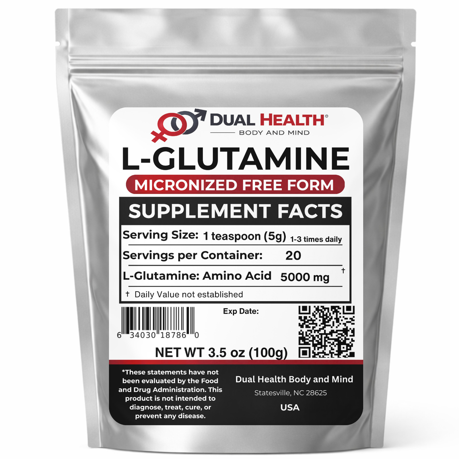 L-Glutamine Powder Pure Micronized Amino Acid Bulk Supplements Gut Health Power