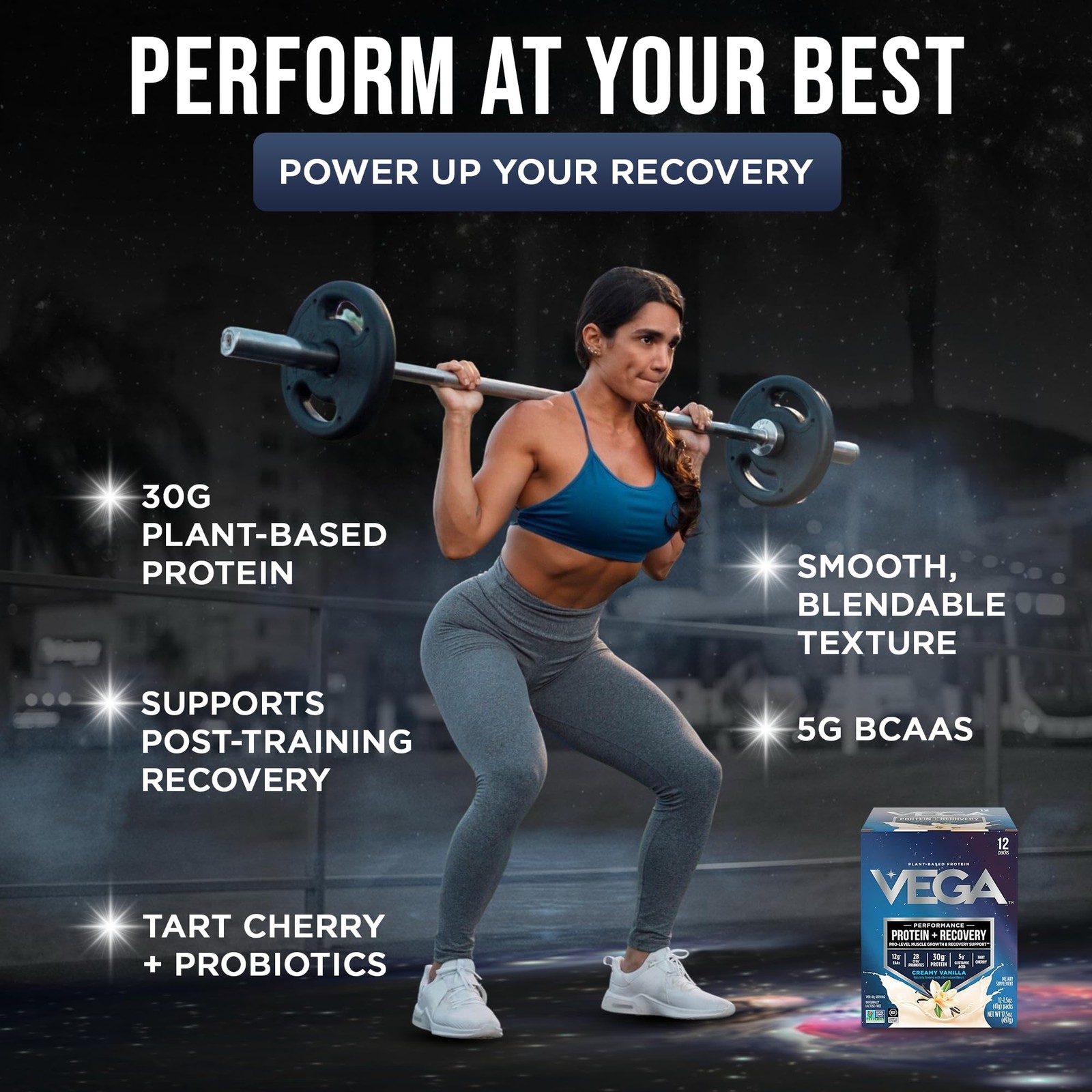 Vega Protein + Recovery, Vanilla – 30g Vegan 1.46 Ounce (Pack of 12),