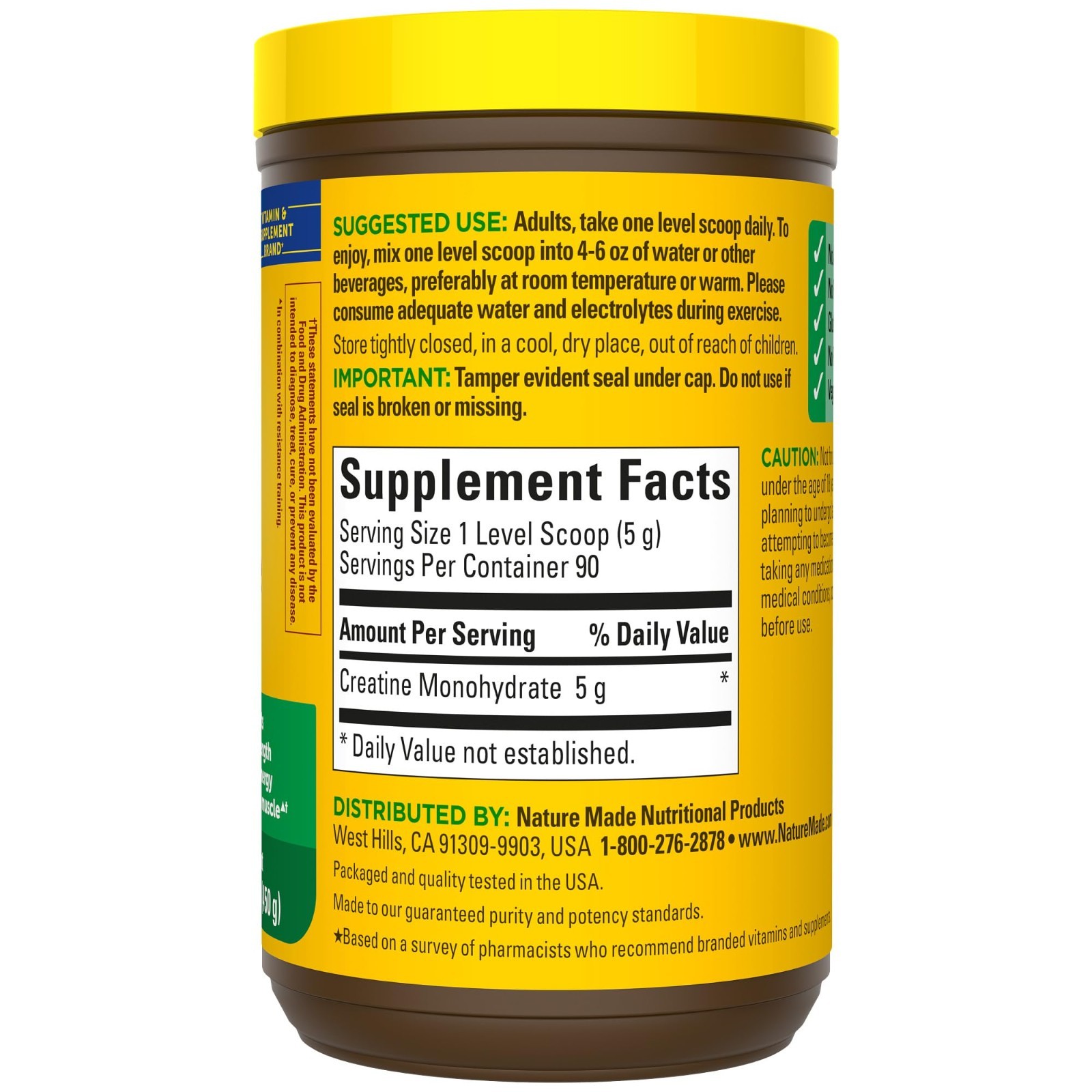 Micronized Creatine Monohydrate Powder 5g Serving, Unflavored, Muscle Support, 4