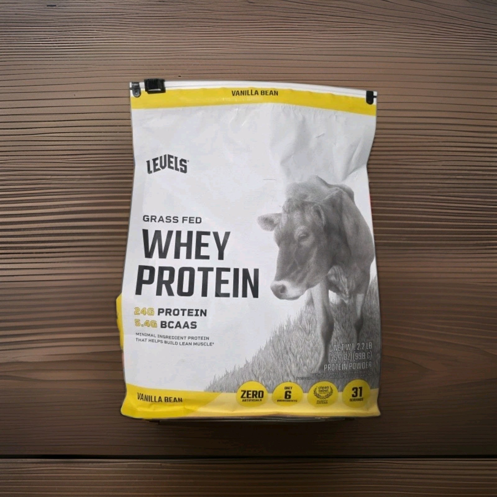 Levels 24g Grass Fed Whey Vanilla Bean Protein Powder, 2.2 lbs.