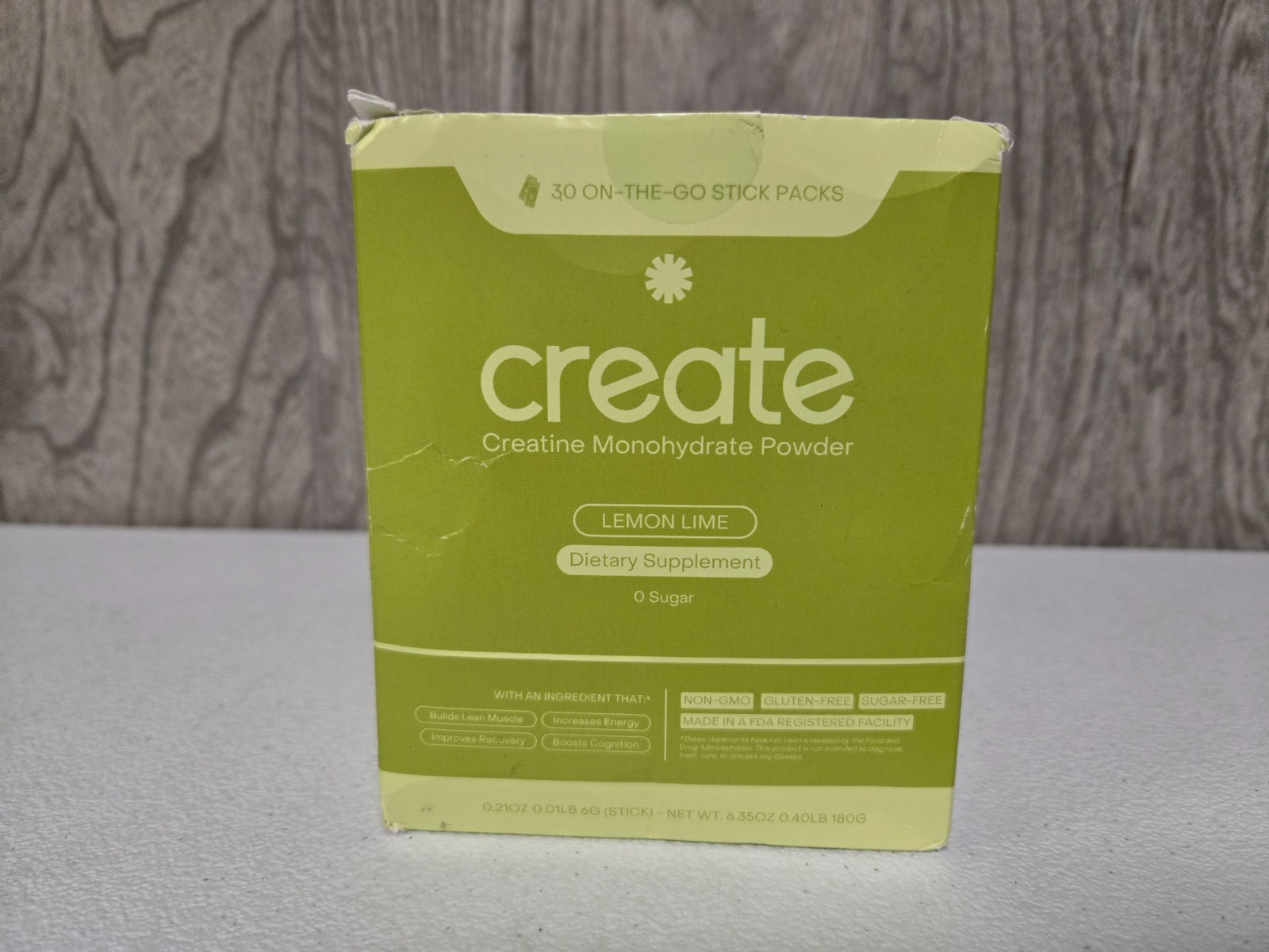 Create Creatine Monohydrate Powder Lemon Lime Dietary Supplement 30 sticks