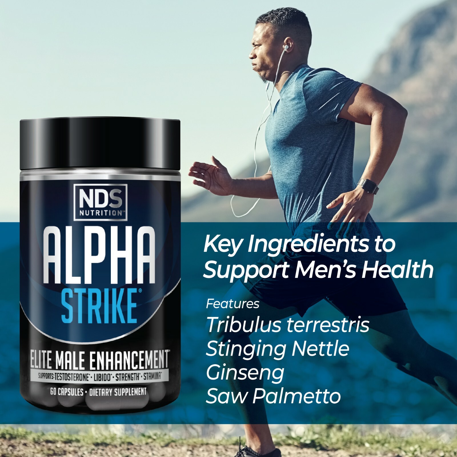 ALPHA STRIKE Testosterone Boosting Formula for Muscle-Strength-Libido (60 Caps)