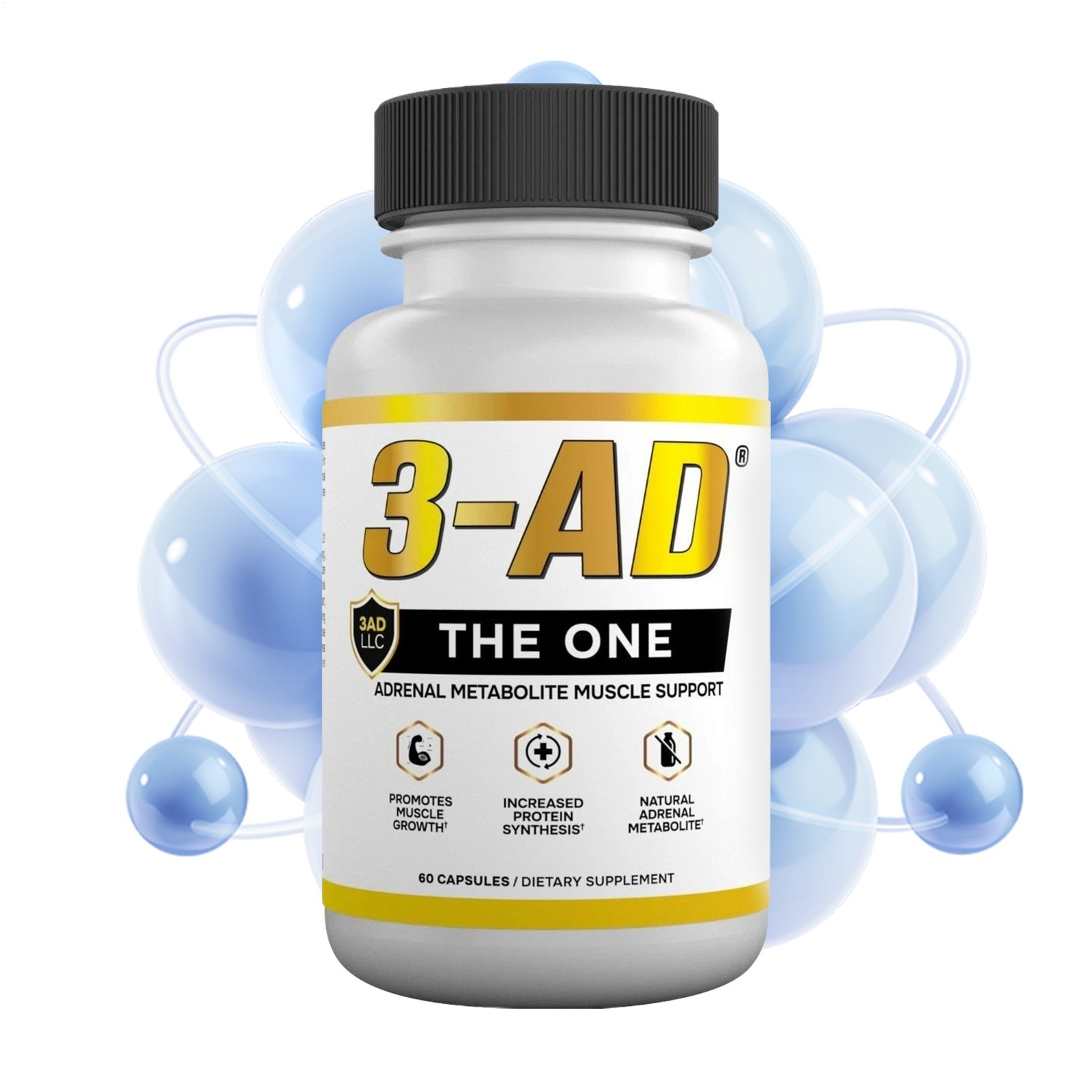 3-AD® 25mg Muscle Support Supplement – 60 Capsules – Patented Formula 1-5 pack