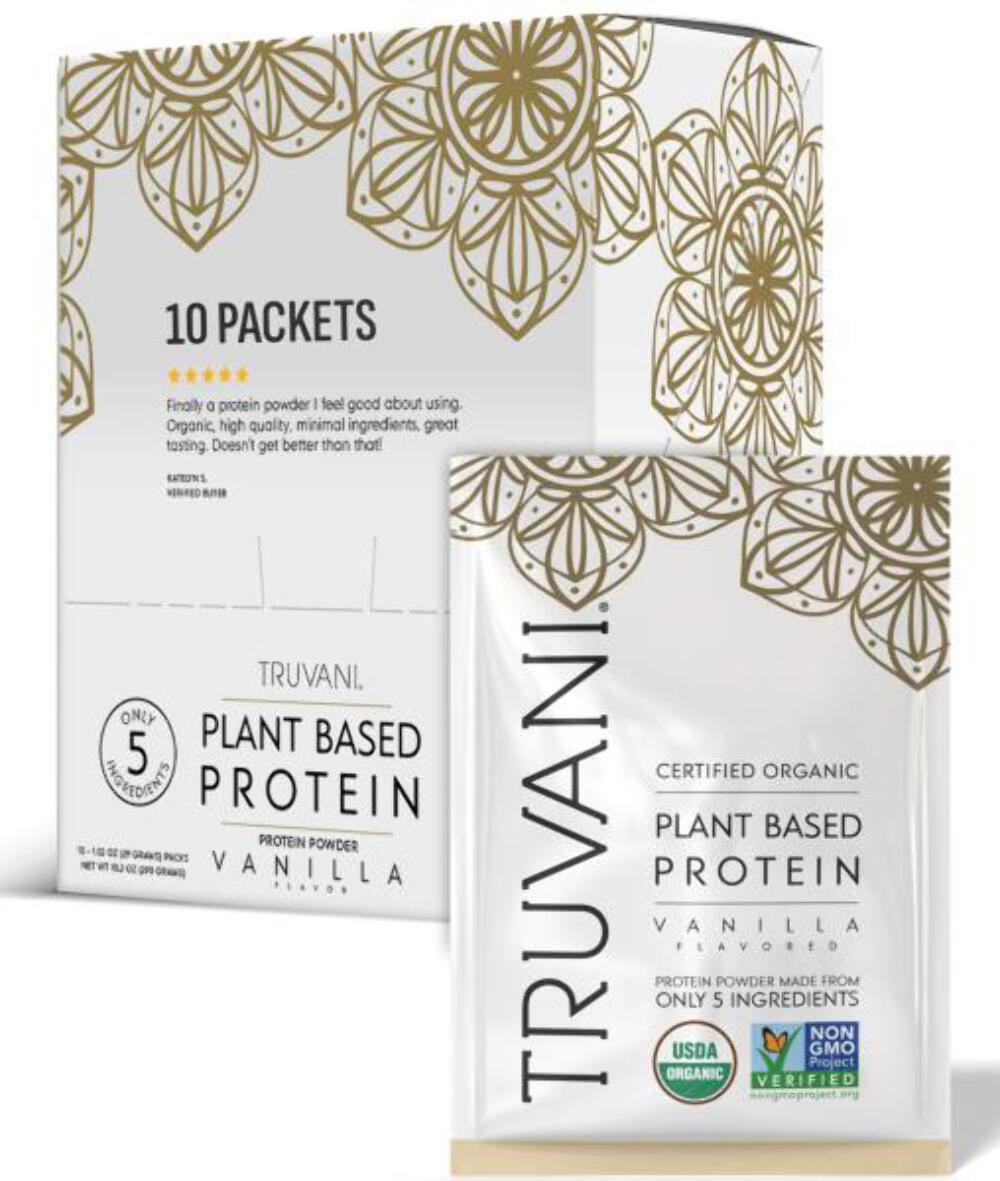 11/26 Truvani Vegan Pea Protein Powder | Vanilla | 20g Organic Plant Based Prote