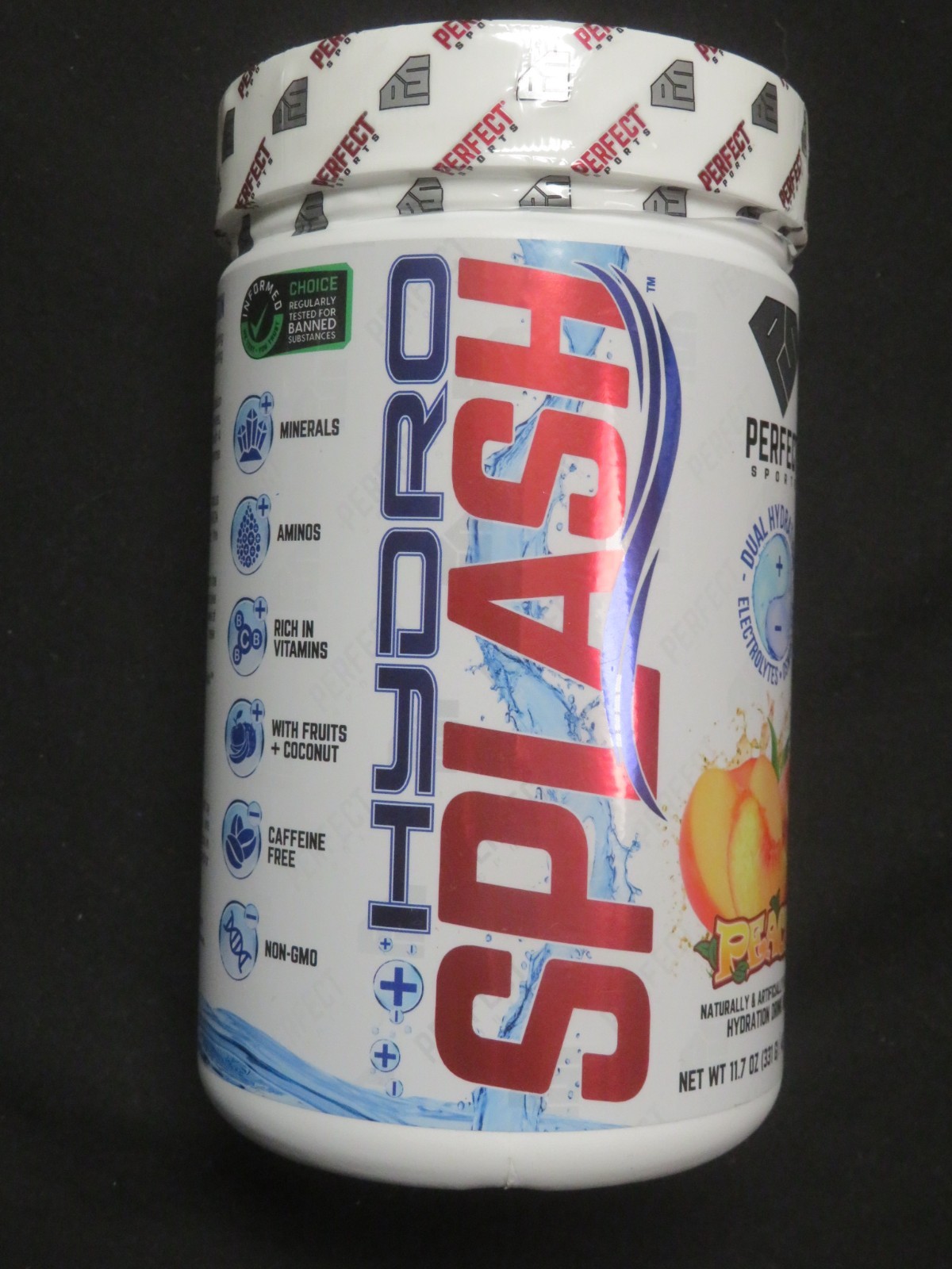 Perfect Sports Hydro Splash Hydration Drink Mix 11.7 Oz 45 Servings Peach Flavor