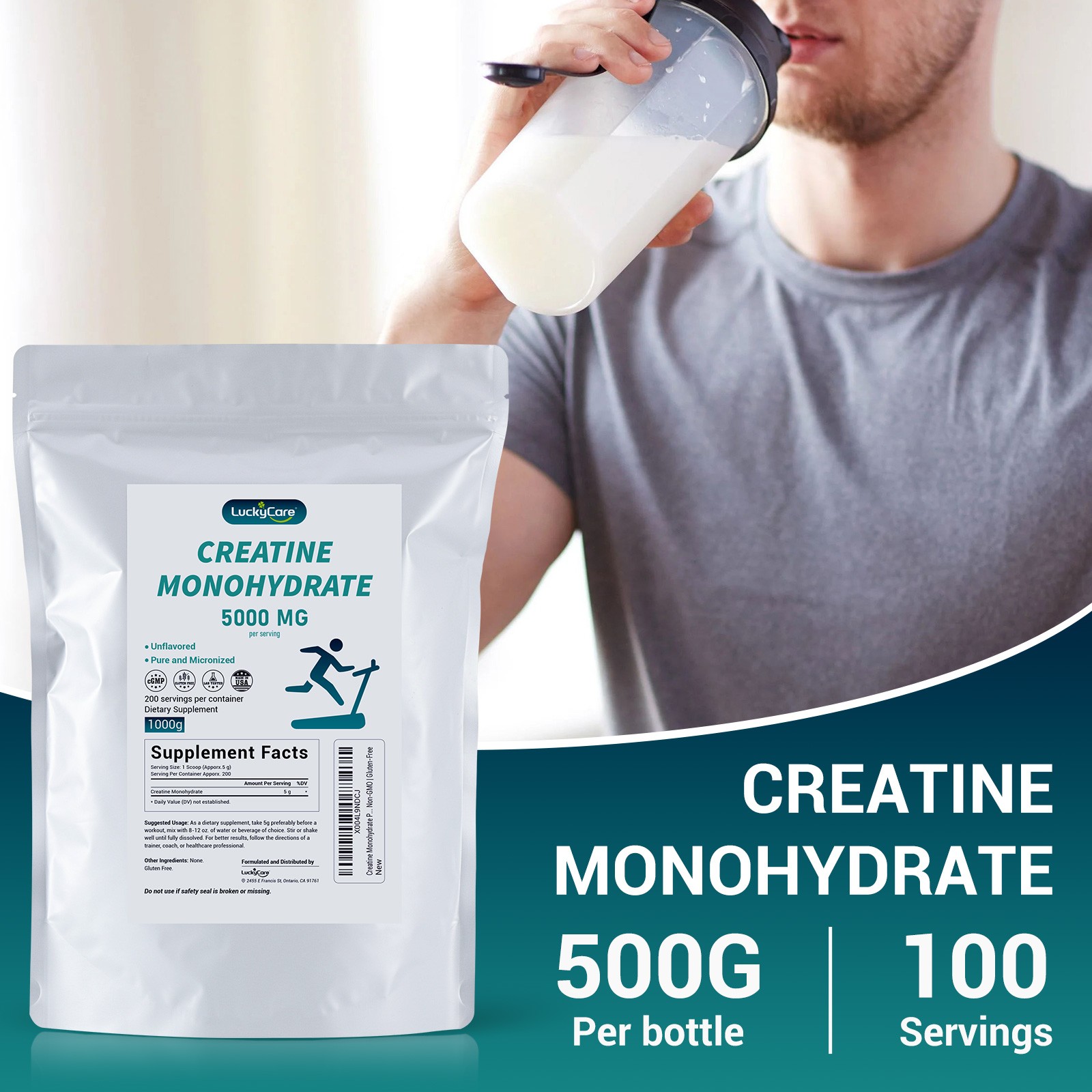 2.2~10LB Pure Creatine Monohydrate Powder 5000mg Per Serving Micronized Creatine