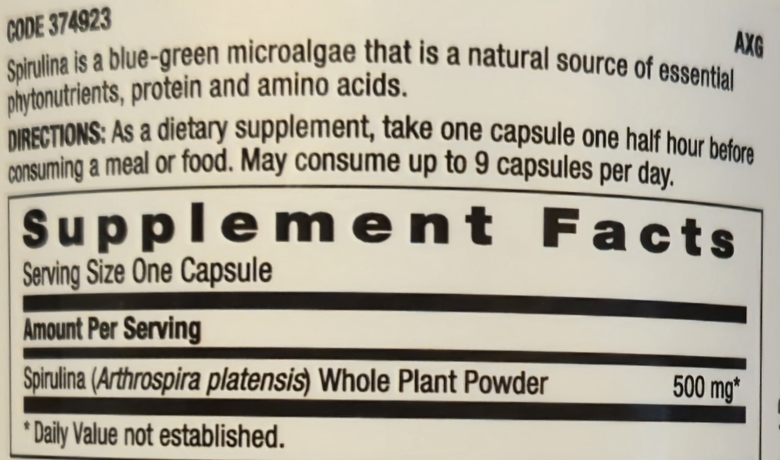 Gnc SuperFoods SPIRULINA 120 Capsules (120 Servings) Whole Plant BEST BY 05/26