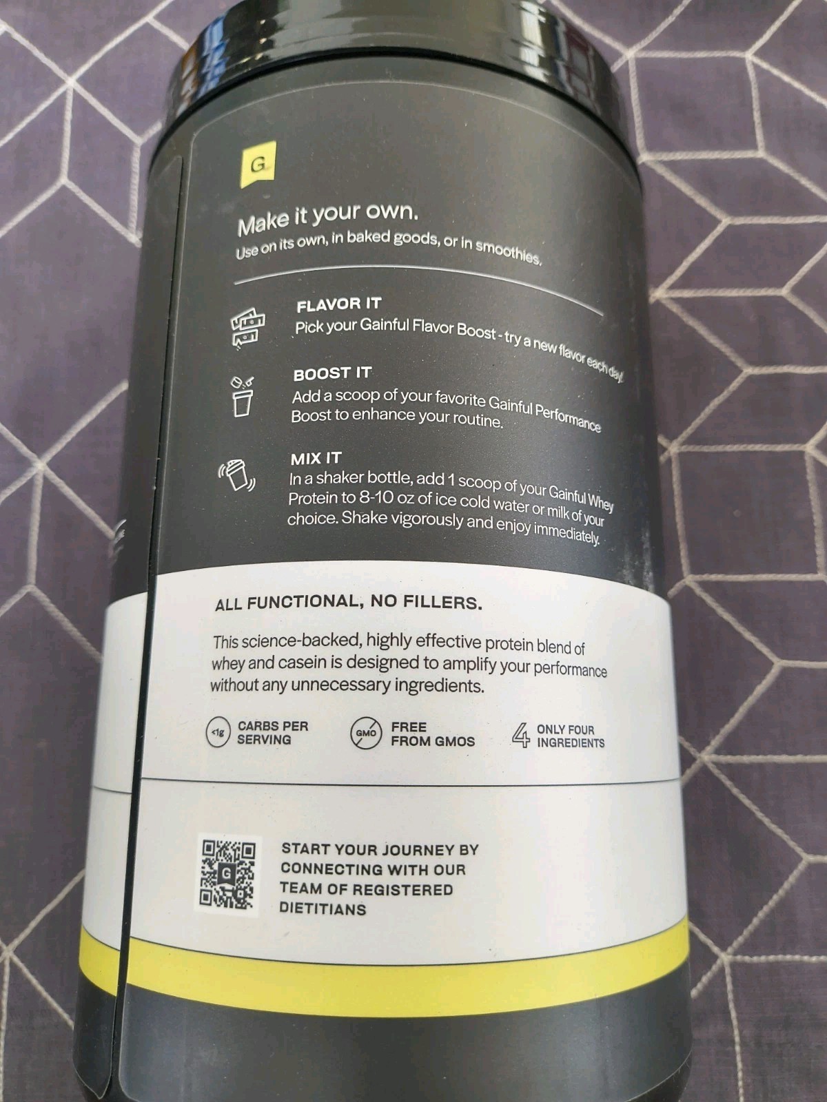 Gainful Unflavored Whey Protein 18.5 oz 21 Servings Bb 8/28/26