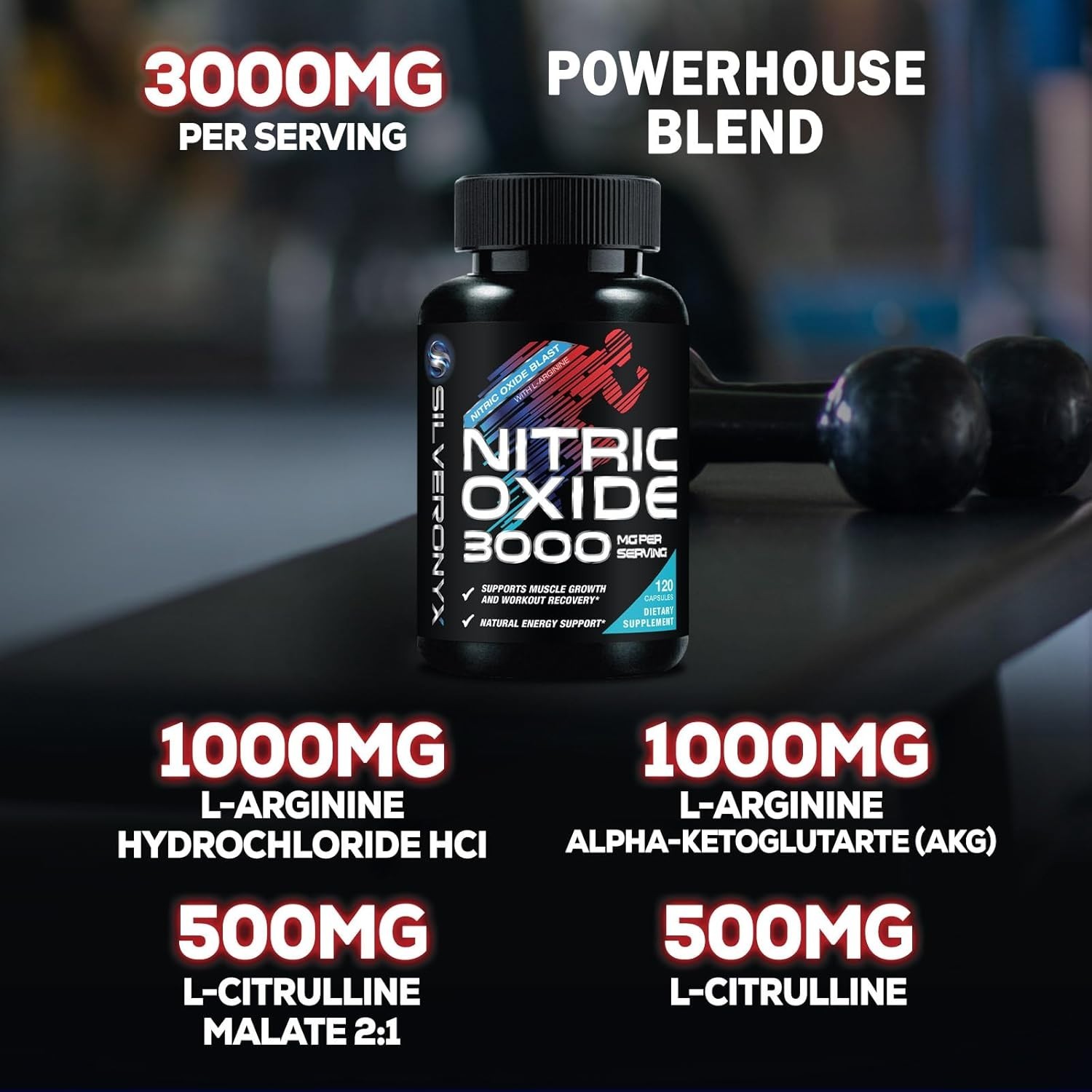 Nitric Oxide Booster 1300mg – Extra Strength L Arginine & Citrulline Supplement