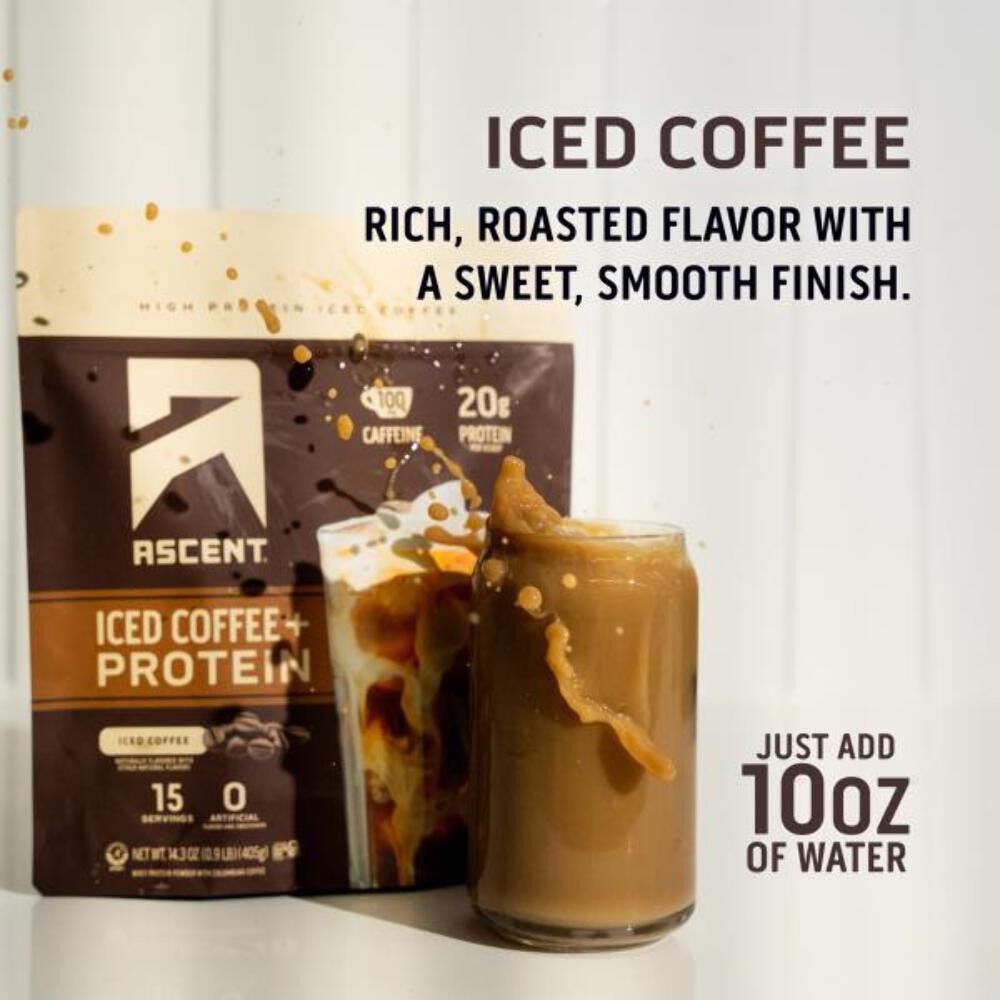 1/27 Ascent Iced Coffee Protein Powder – High Protein Coffee Powder, 20 g Protei
