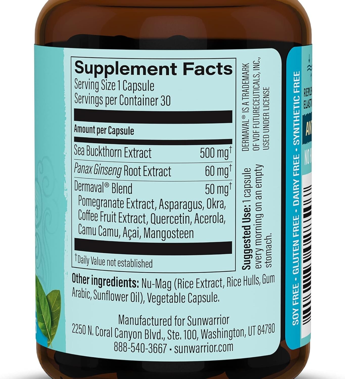 Sunwarrior Collagen Protector Sea Buckthorn Fruit Extract Asian Ginseng Root 30c
