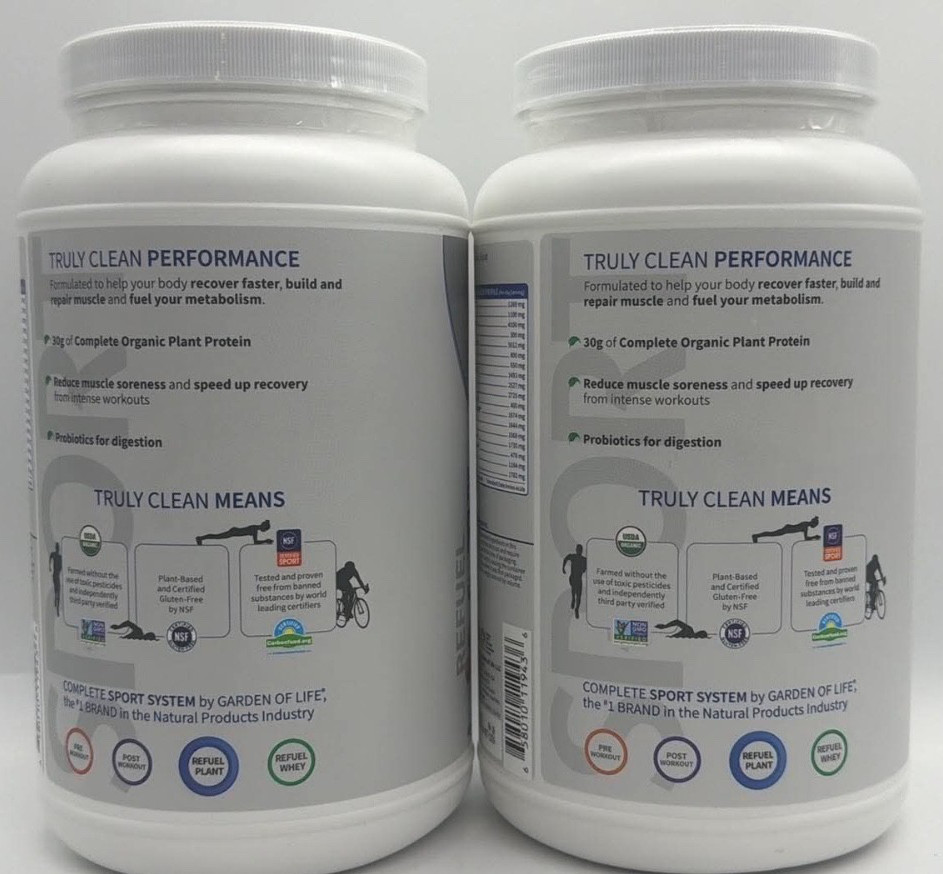 2PK Garden of Life Sport Protein Powder ~ Chocolate ~ 30.16 OZ EA~ EXP 9/26+