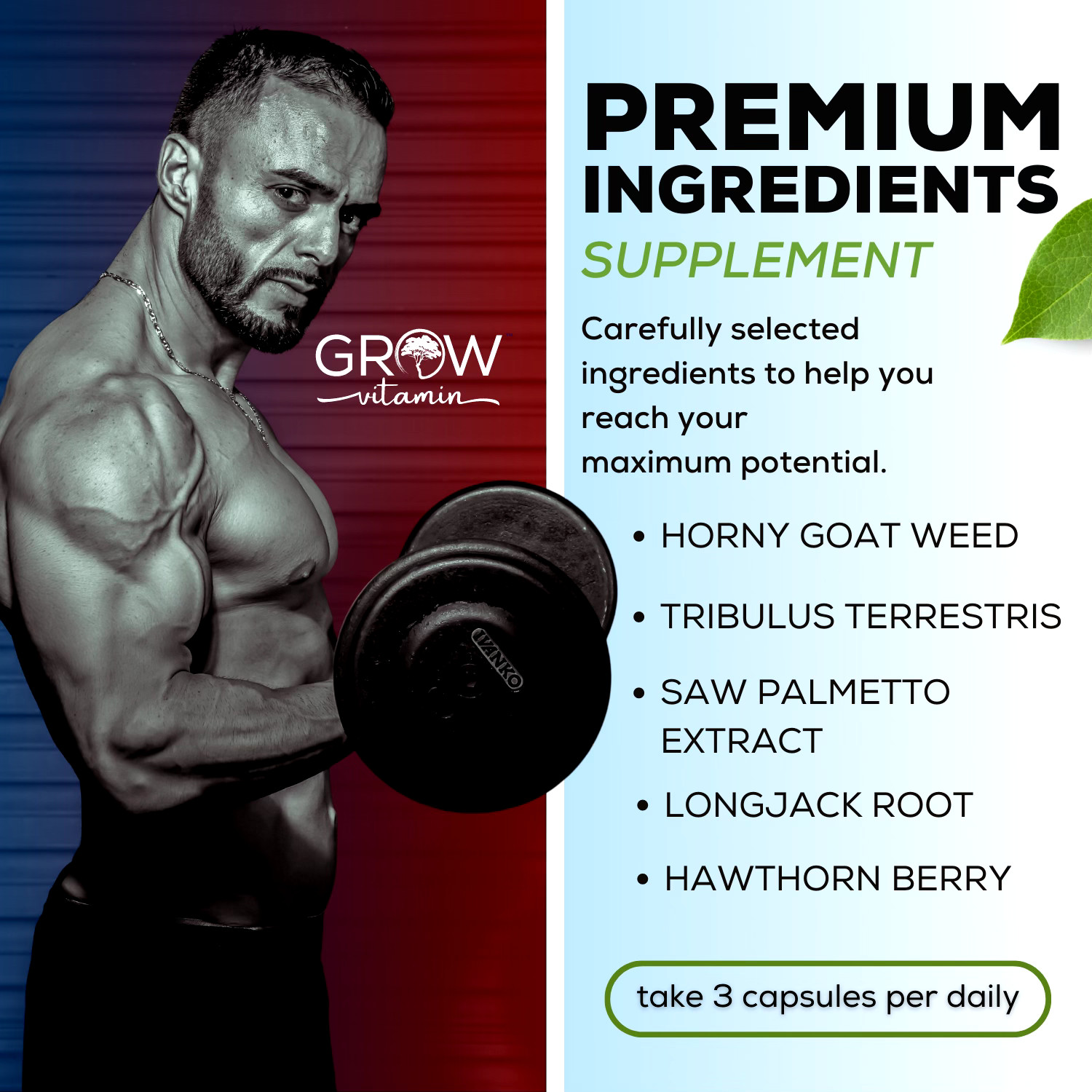 Grow Vitamin Testosterone Booster, Stamina-Energy-Strength