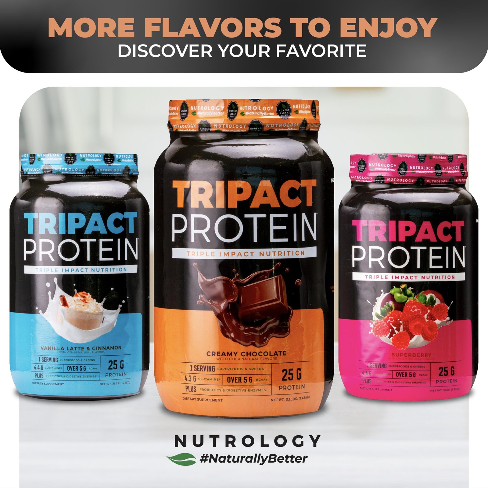 Nutrology TRIPACT Protein Powder 7in1 Meal Replacement Shake with Grass Fed …