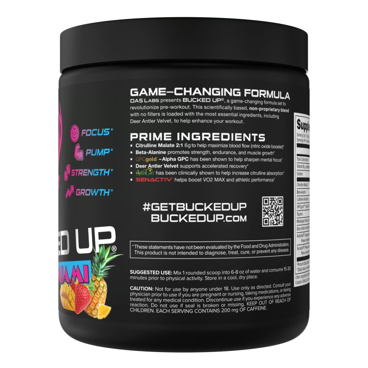 Bucked Up Mother Bucker Pre-Workout Miami – Strawberry, Mango, Pineapple 13.8 oz