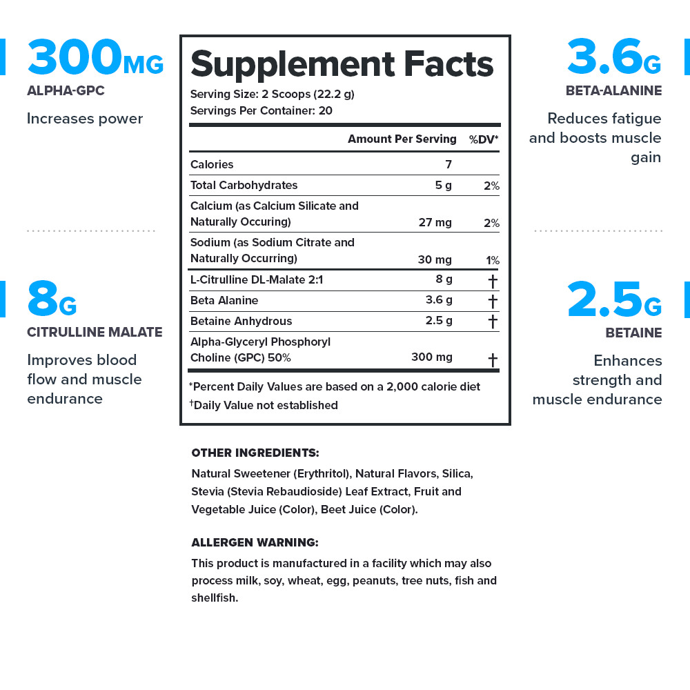 Pulse Pre-Workout Supplement Caffeine-Free naturally sweetened and flavored