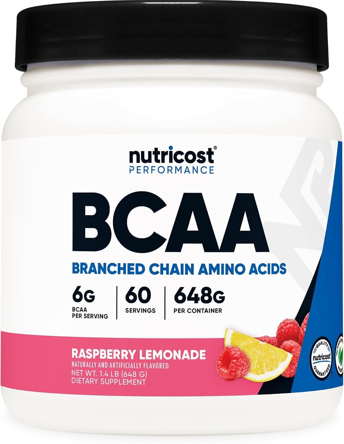 Nutricost BCAA 2:1:1 Powder (Raspberry Lemonade) 60 Servings – 6G Per Serving