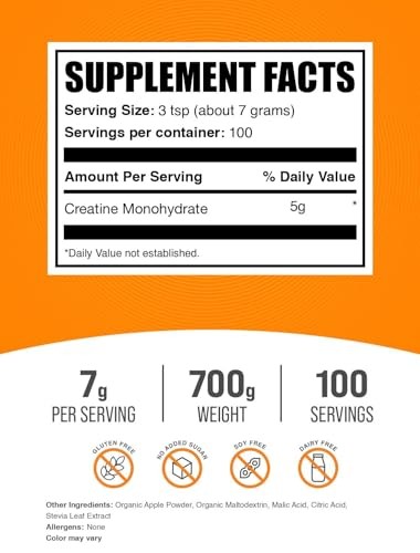Creatine Monohydrate Powder 700g Micronized Sour Green Apple