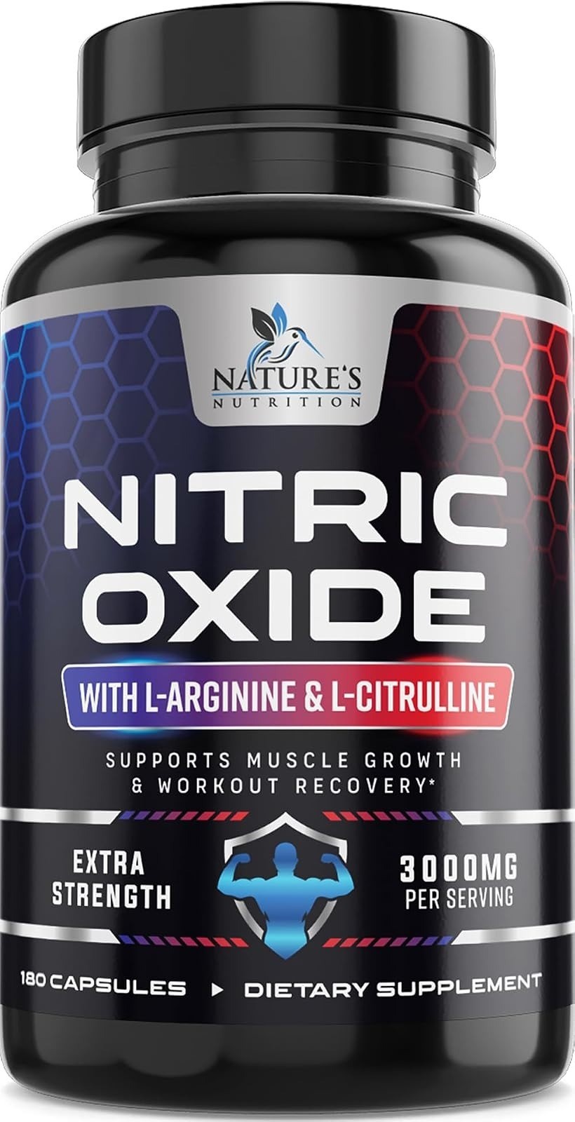 Nitric Oxide Booster Extra Strength – L-Arginine & Citrulline – 60 Capsules