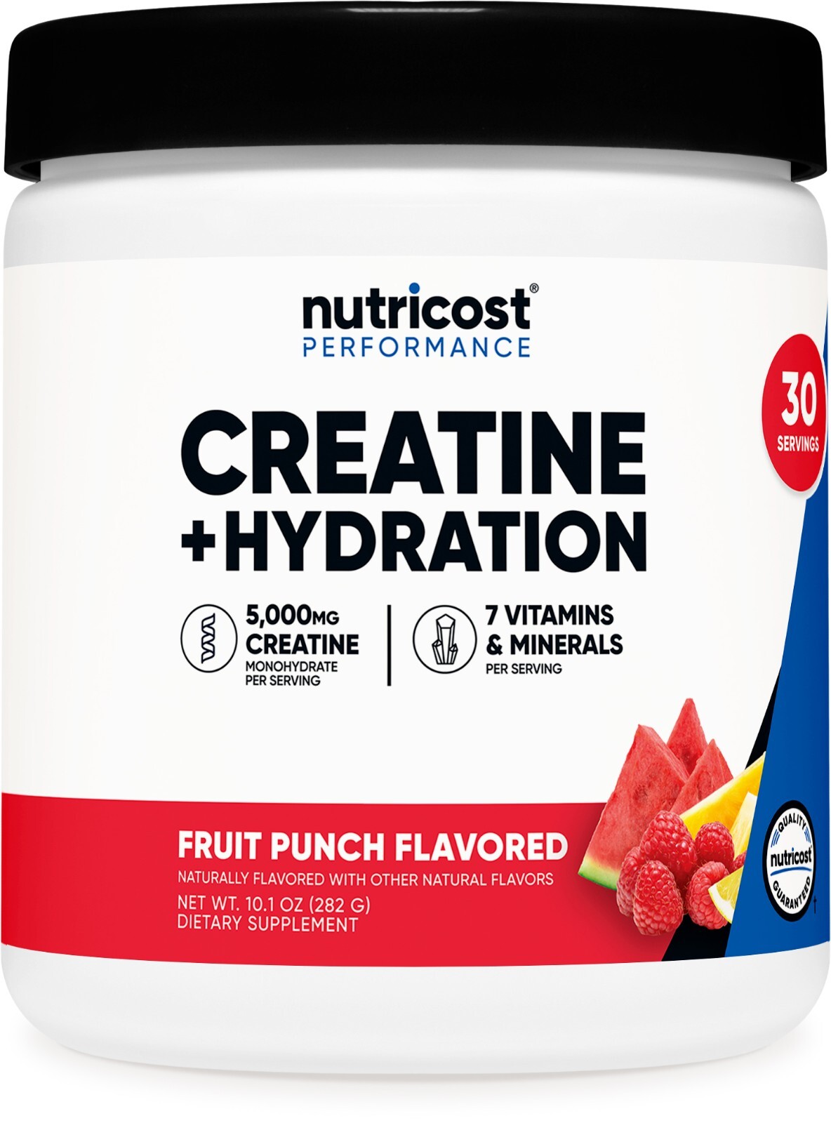 Nutricost Creatine Monohydrate + Hydration Fruit Punch Flavored, 30 Servings