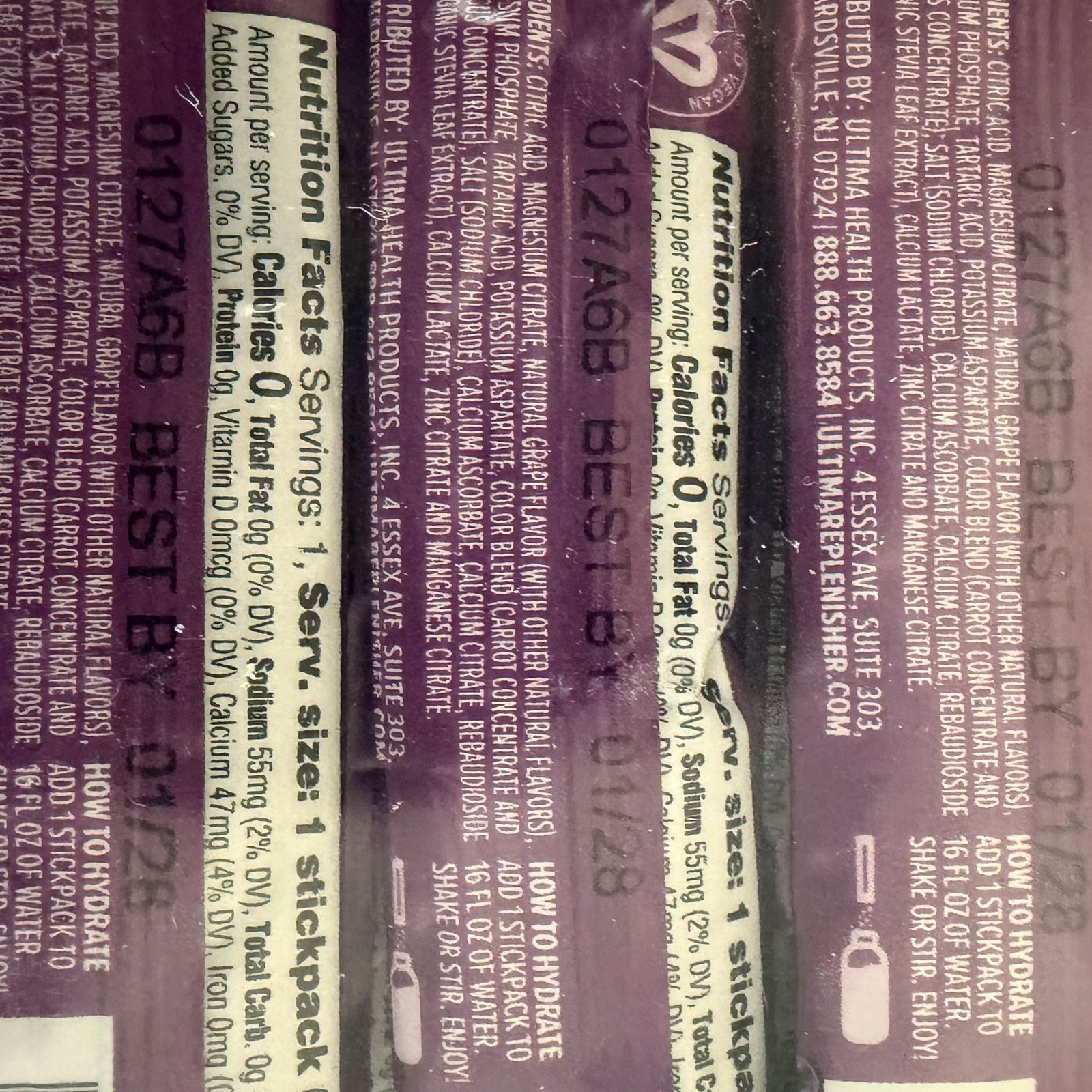 100 Count Ultima Replenisher, Electrolyte Hydration Drink Mix Sticks- Variety