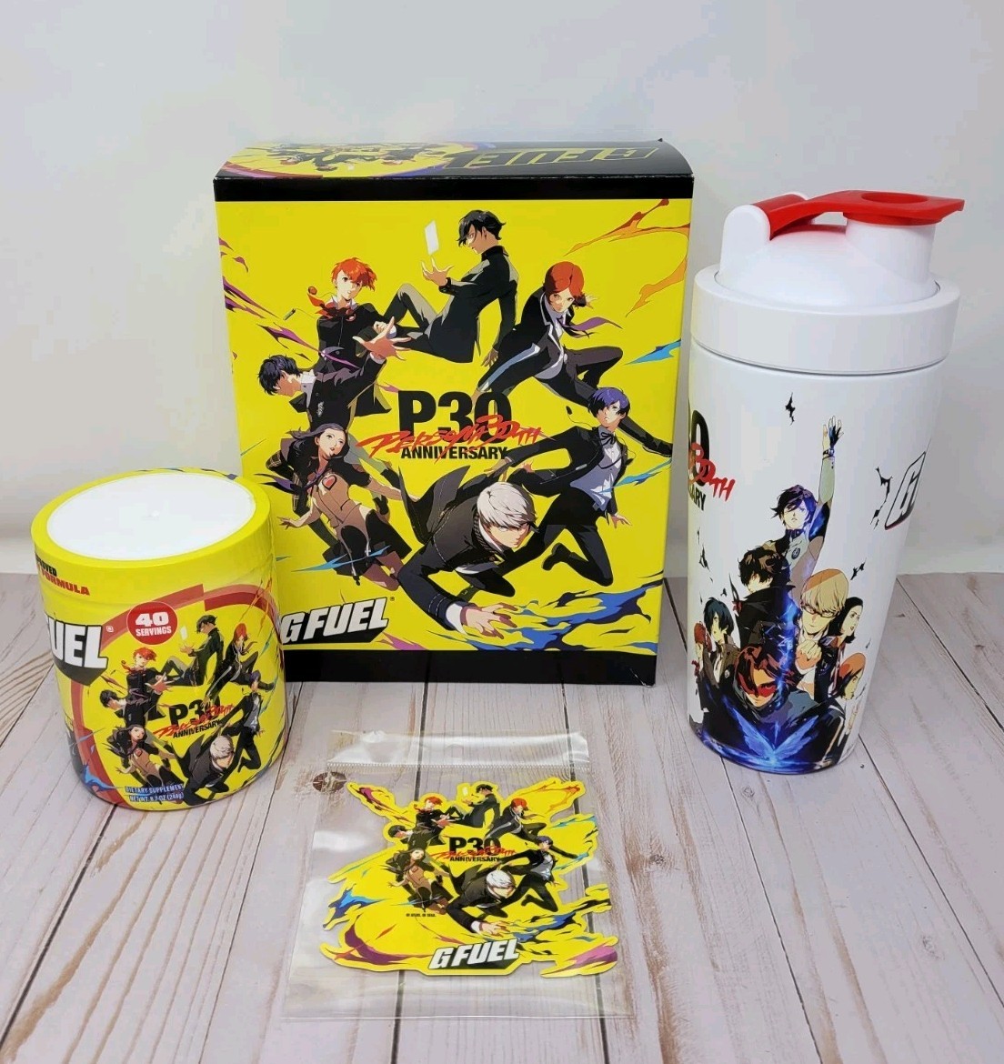 GFuel Persona 30th Anniversary Awakening Collector’s Box Tub Shaker Cup Sticker