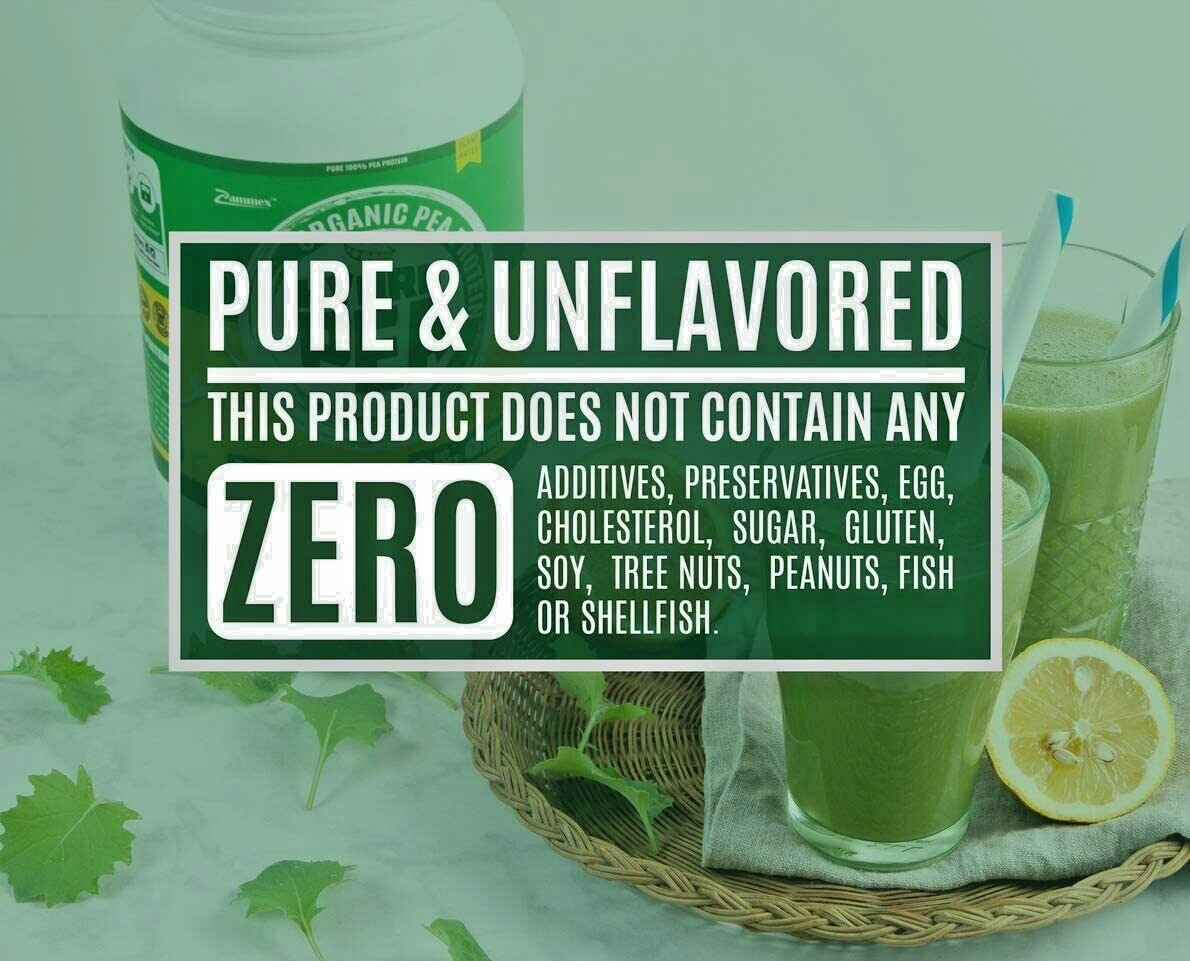 2 Lbs Organic Pea Protein Isolate, Non-GMO, Vegan. Free Shipping!