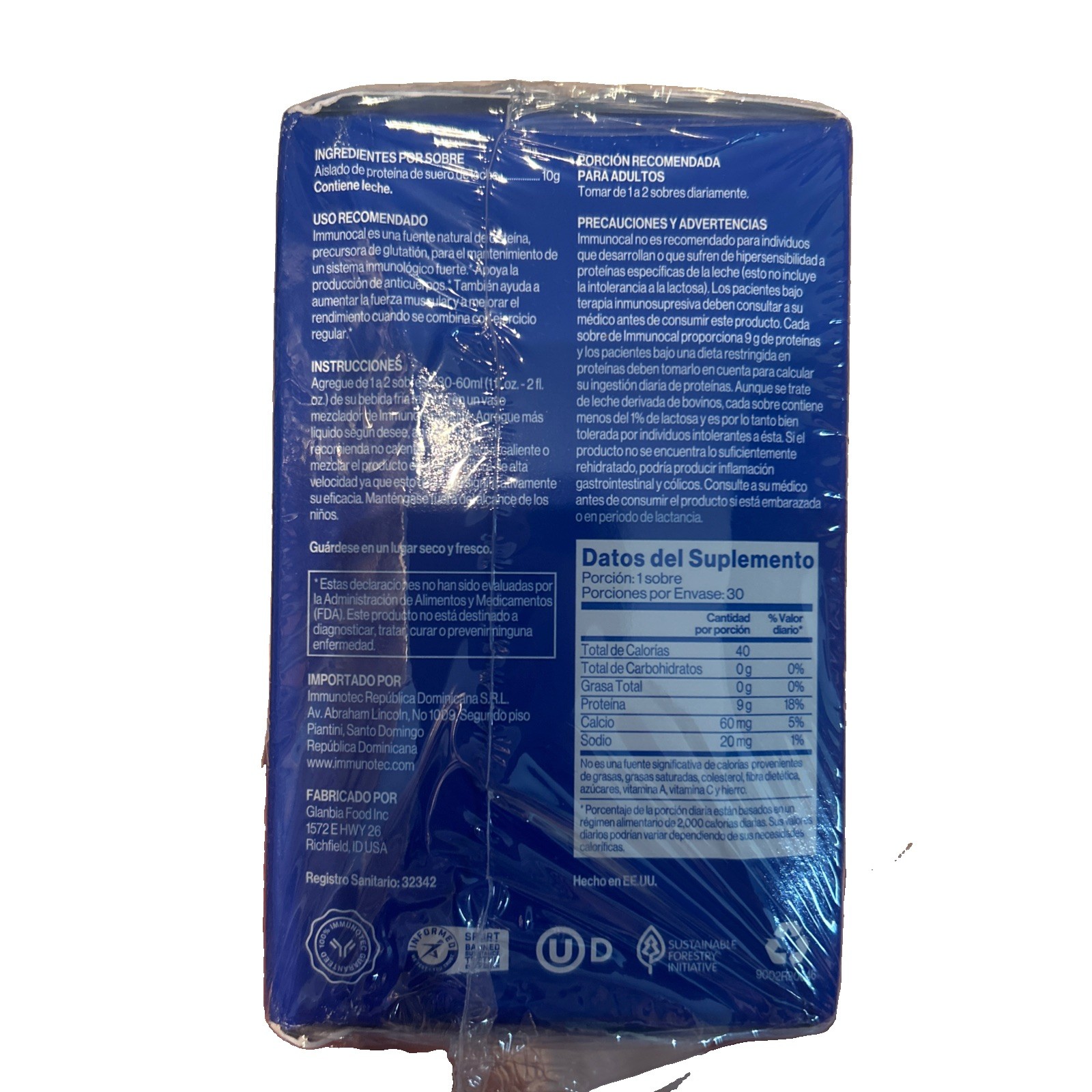 Immunocal Classic (Blue) Regular Glutathione Precursor – 30 Pouches, Exp 09/28