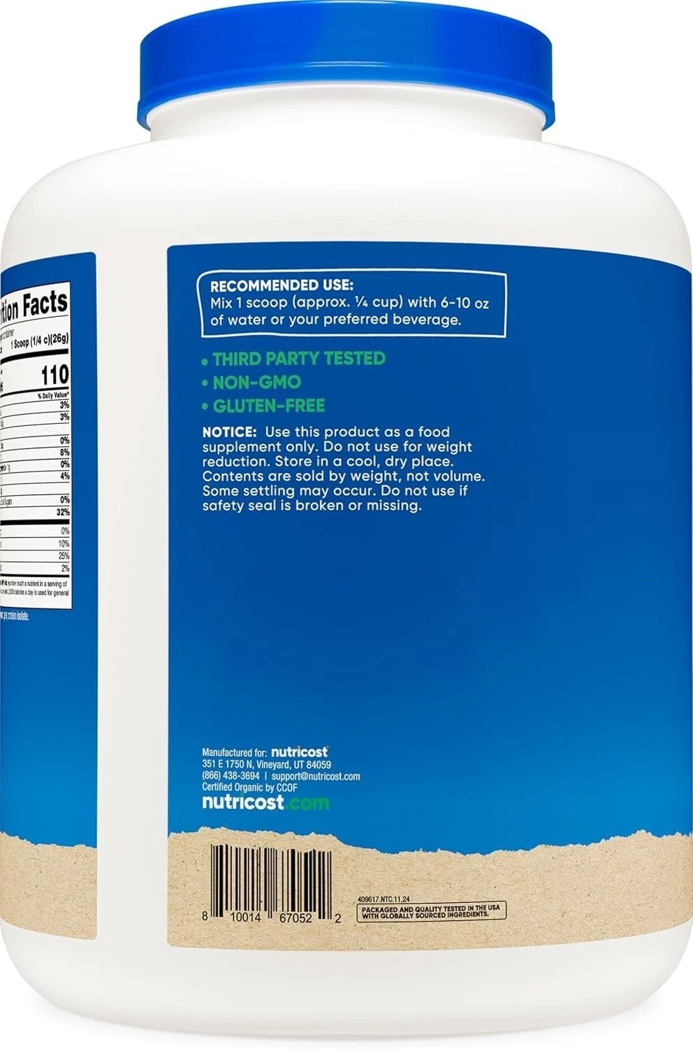 Organic Pea Protein Isolate Powder 5LBS – Unflavored, Certified USDA Organic,…