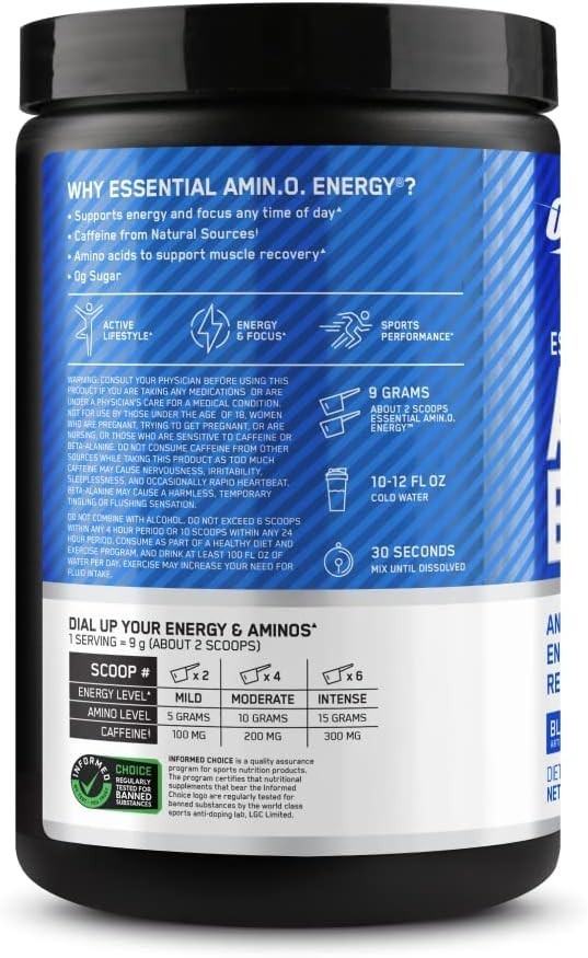 Keto-Friendly Amino Energy Powder with BCAAs – 30 Servings Blueberry Lemonade