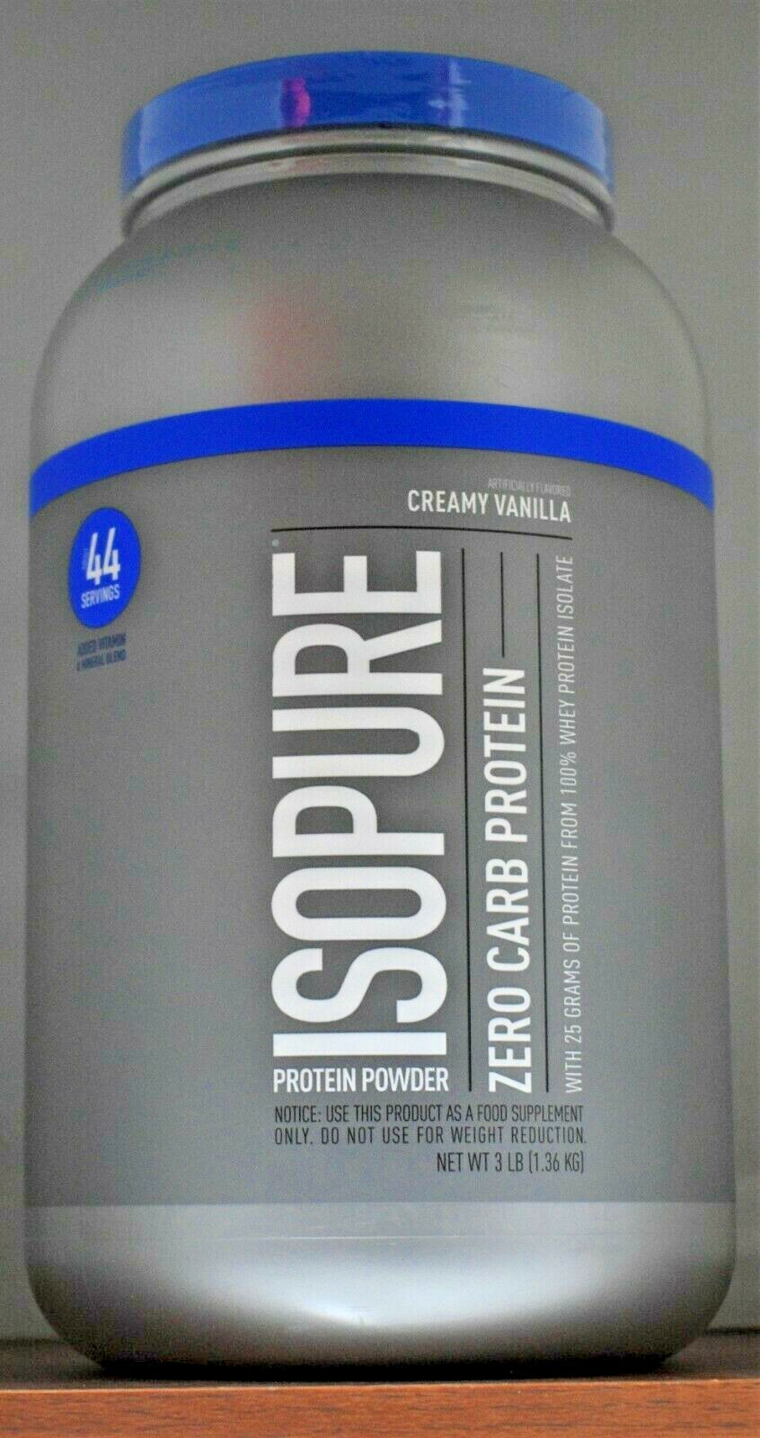 Isopure Vanilla Zero Carb Protein Powder 3 lb (1.36 kg) 44 Servings