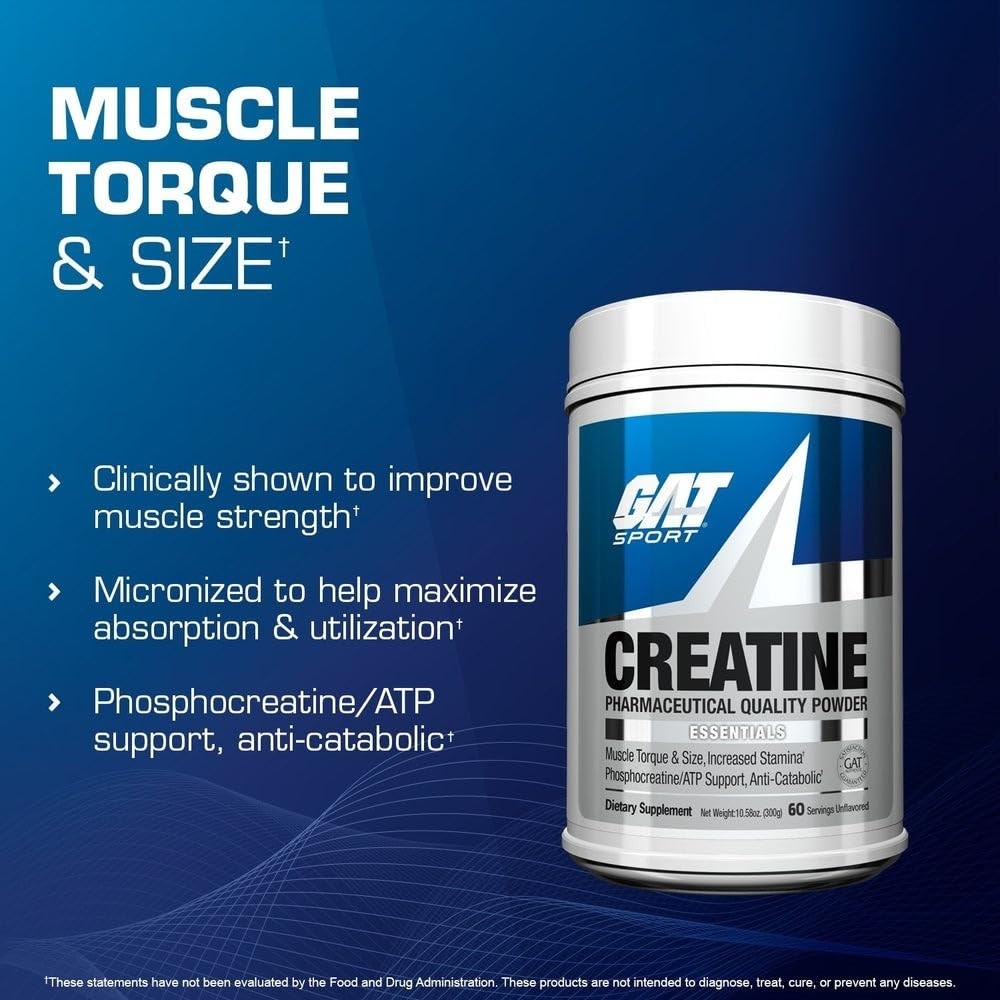 GAT SPORT Creatine Monohydrate Powder, 150 5.3 Ounce (Pack of 1), White