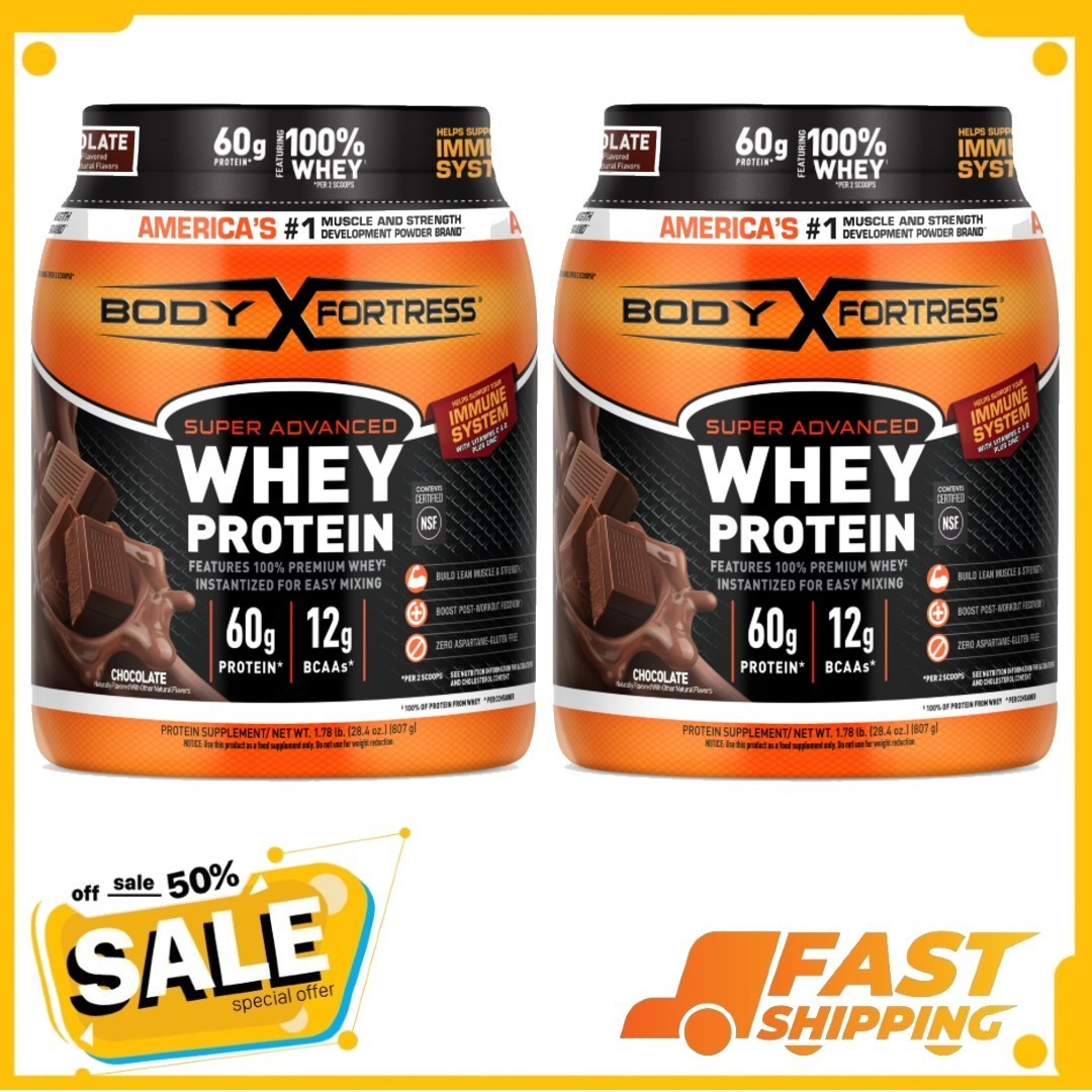 ( 2 Pack ) Body Fortress Super Advanced 100% Premium Whey, Chocolate, 1.78lb