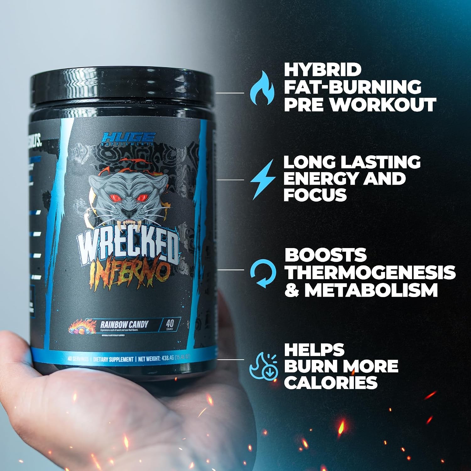 Thermogenic Pre Workout Rainbow Candy Flavor Increase Energy & Boost Workout