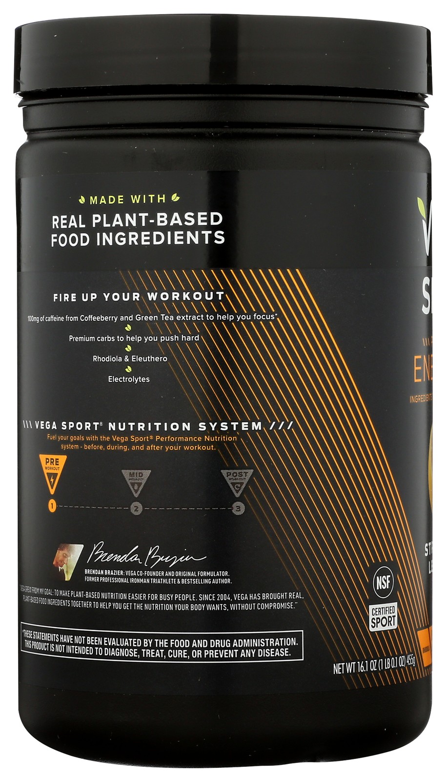 Vega Sport Energizer Energy Supplement Strawberry Lemonade 16.1 Oz Tea 1 Pack
